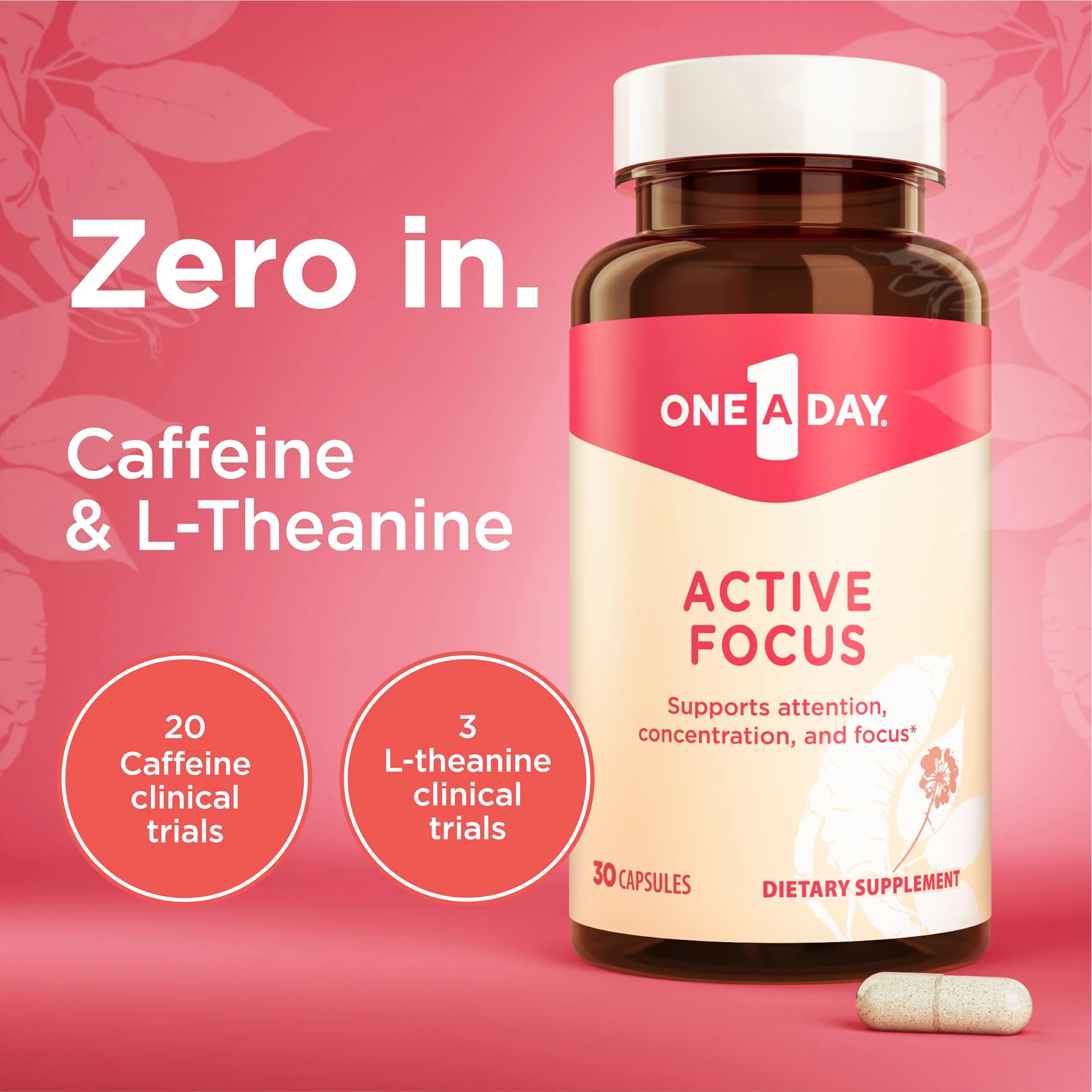 One A Day Brain Supplement – Brain Supplements for Memory and Focus Support, Concentration and Focus Support, Focus Supplement for Adults with L-theanine, Caffeine and Ginseng, 30 Capsules - Image 7