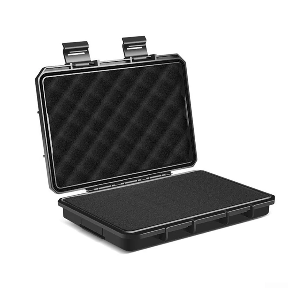 Oniissy Ruggedized Plastic Tool Box, Waterproof Carry Tool Case Safety Instrument Tool Box ABS Plastic Storage Toolbox,Sealed Safety Case For Hardware Tools, Cameras, Instruments(Black)