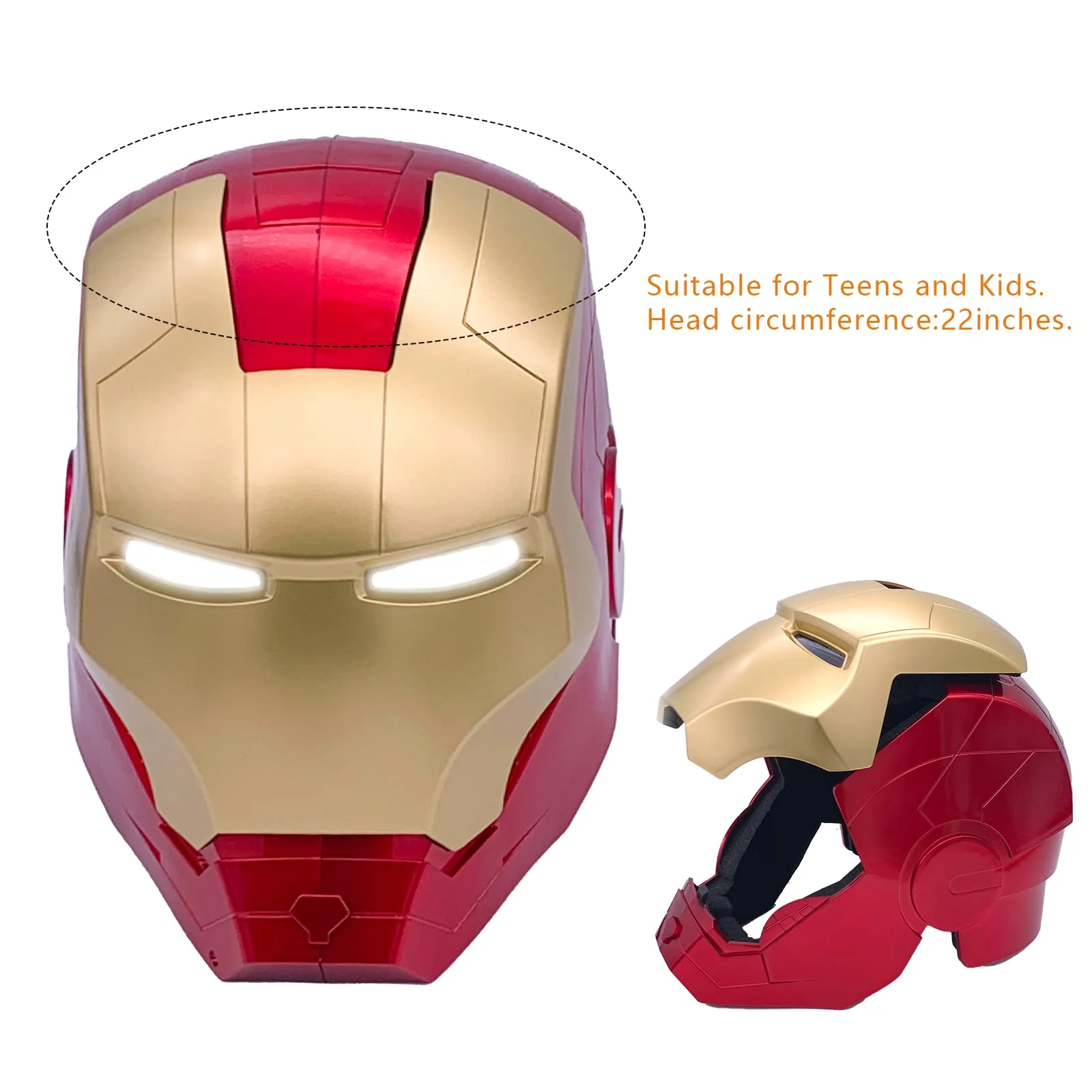 Open/Close Wearable Helmet with Eyes Glowing for Kids and Teens Mask Costume and Role-Play Dress Up, Ideal for Birthdays, Christmas, Halloween(Child Size) - Image 2