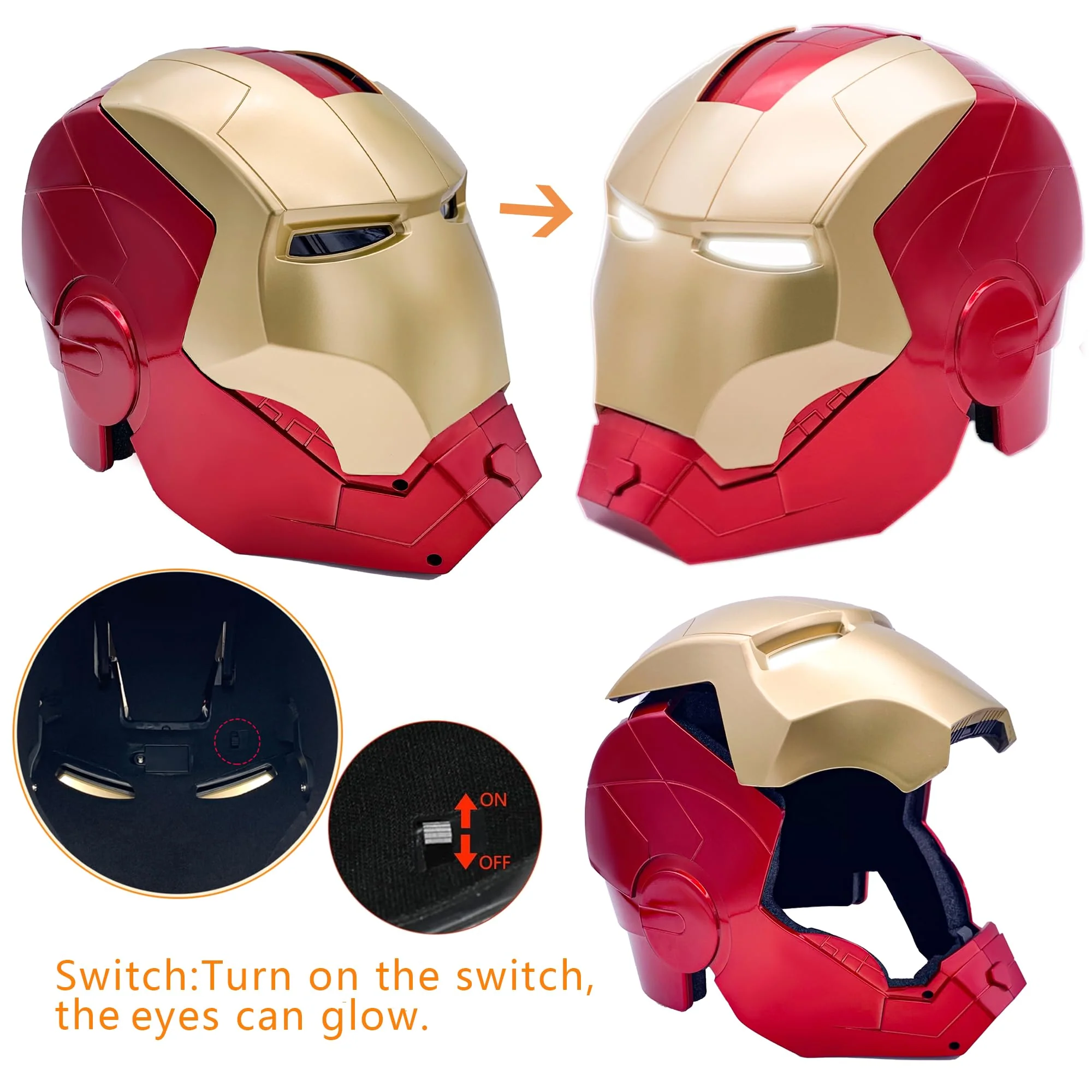 Open/Close Wearable Helmet with Eyes Glowing for Kids and Teens Mask Costume and Role-Play Dress Up, Ideal for Birthdays, Christmas, Halloween(Child Size) - Image 5