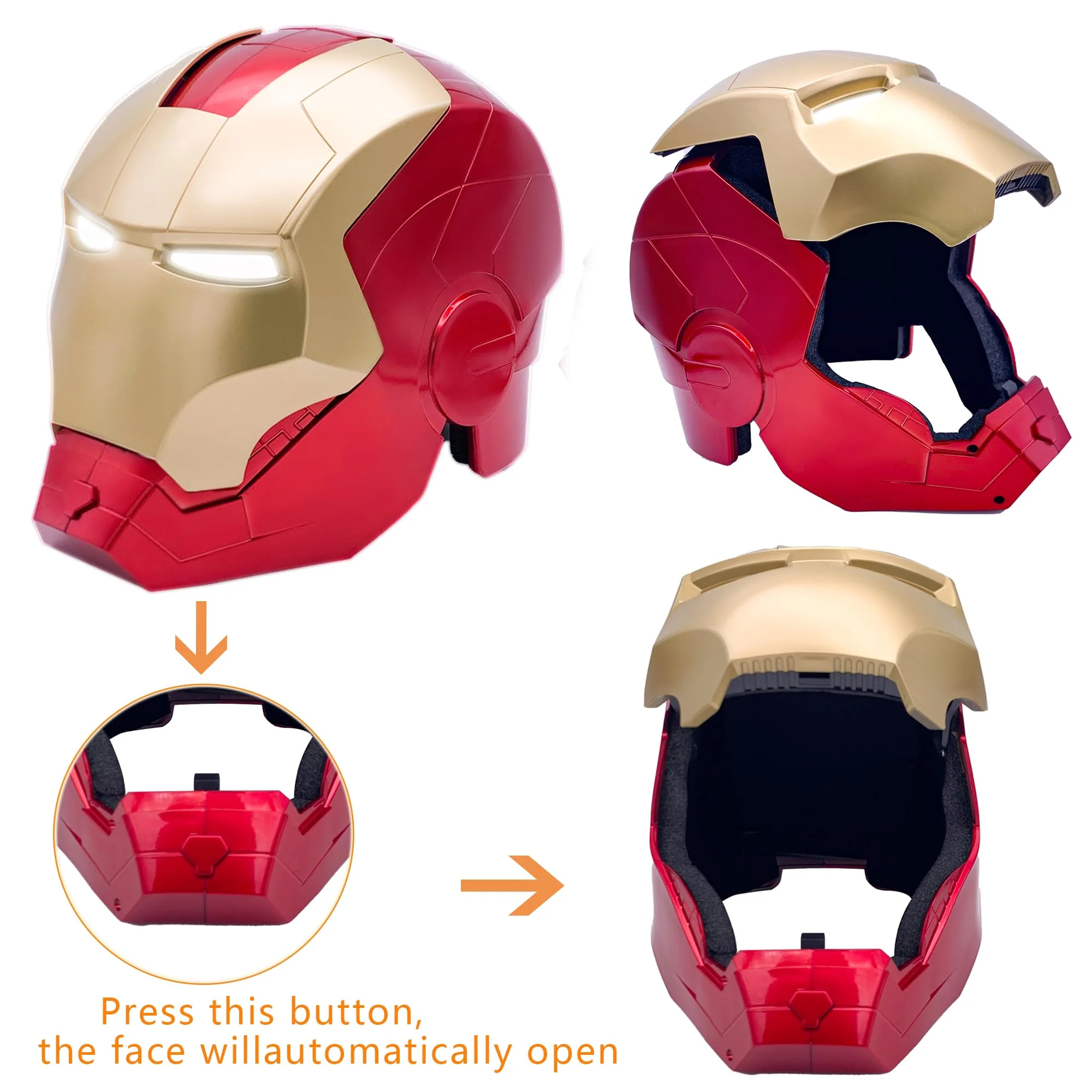 Open/Close Wearable Helmet with Eyes Glowing for Kids and Teens Mask Costume and Role-Play Dress Up, Ideal for Birthdays, Christmas, Halloween(Child Size) - Image 6