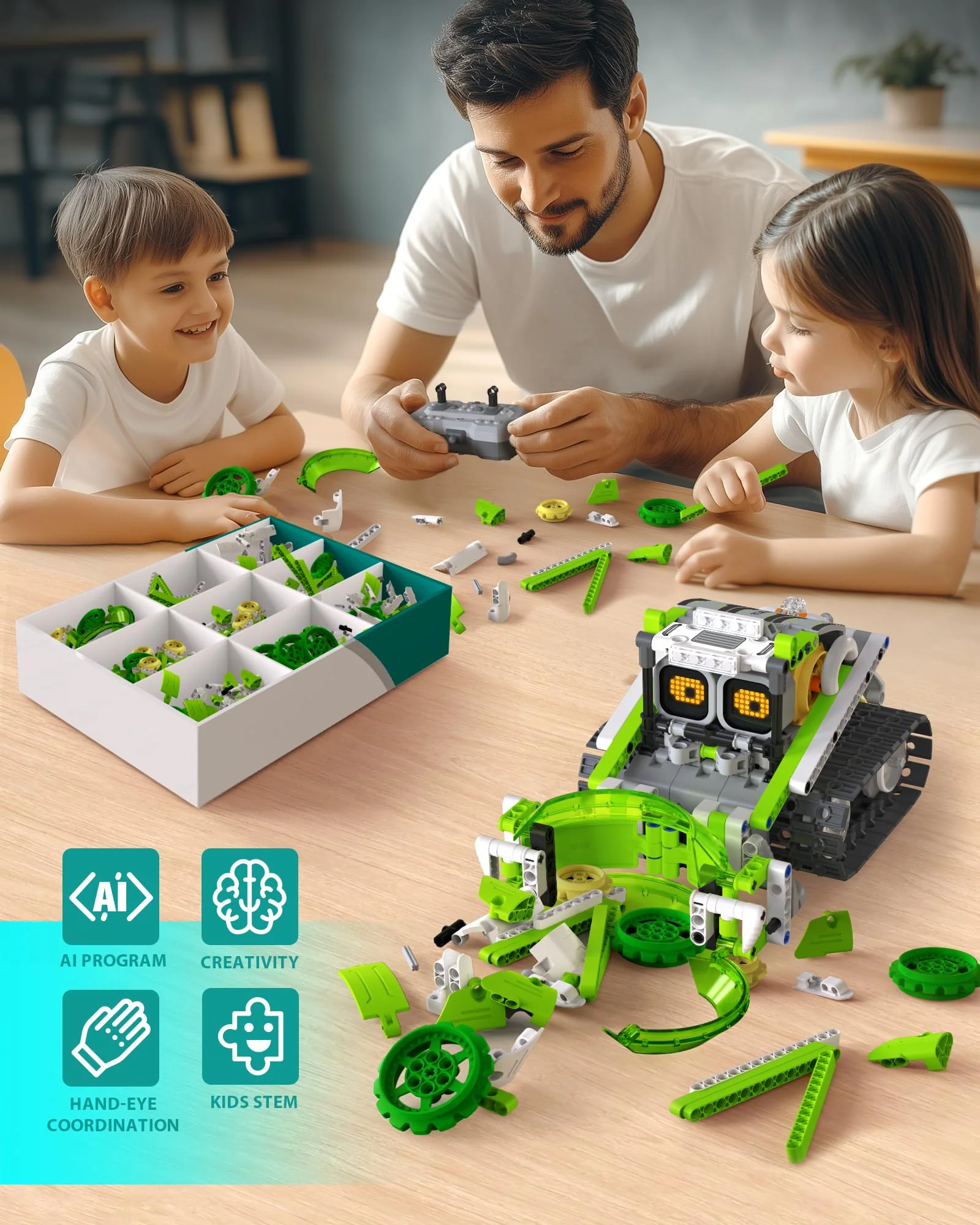 Opmind 5in1 STEM AI Robot Toys Building Set, 478Pcs APP & Remote Control Engineering Erector Blocks for Kids Age 6-8, Coding Interactive Educational Christmas Birthday Gift for 10-12 Year Boys & Girls - Image 7