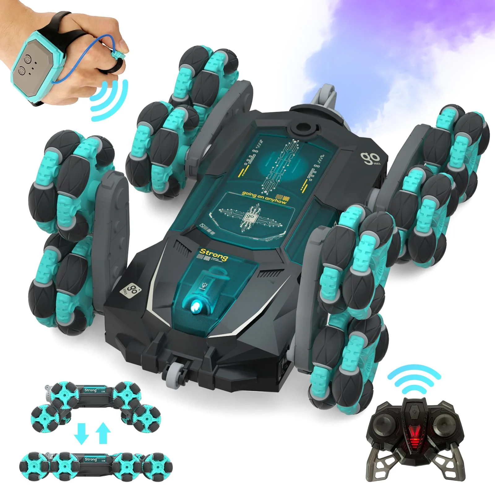 Opmind 8WD Hand Controlled RC Stunt Car, Gesture Sensing Remote Control Crawler Car for Boys Age 8-13, 2.4Ghz Climbing Toys for Kid 6-10 11 12 Year Old, Christmas Birthday Gifts for Boys Girls