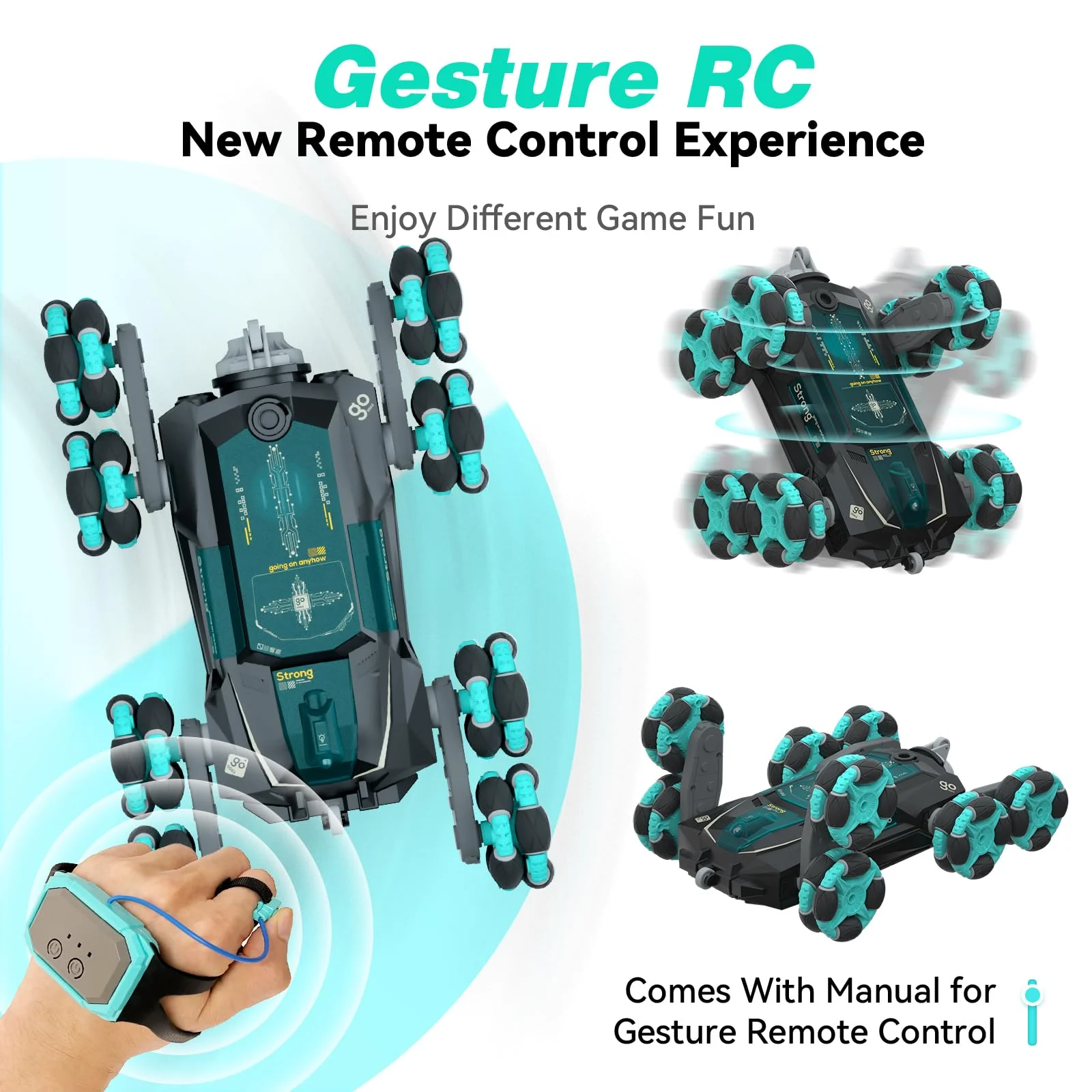 Opmind 8WD Hand Controlled RC Stunt Car, Gesture Sensing Remote Control Crawler Car for Boys Age 8-13, 2.4Ghz Climbing Toys for Kid 6-10 11 12 Year Old, Christmas Birthday Gifts for Boys Girls - Image 3