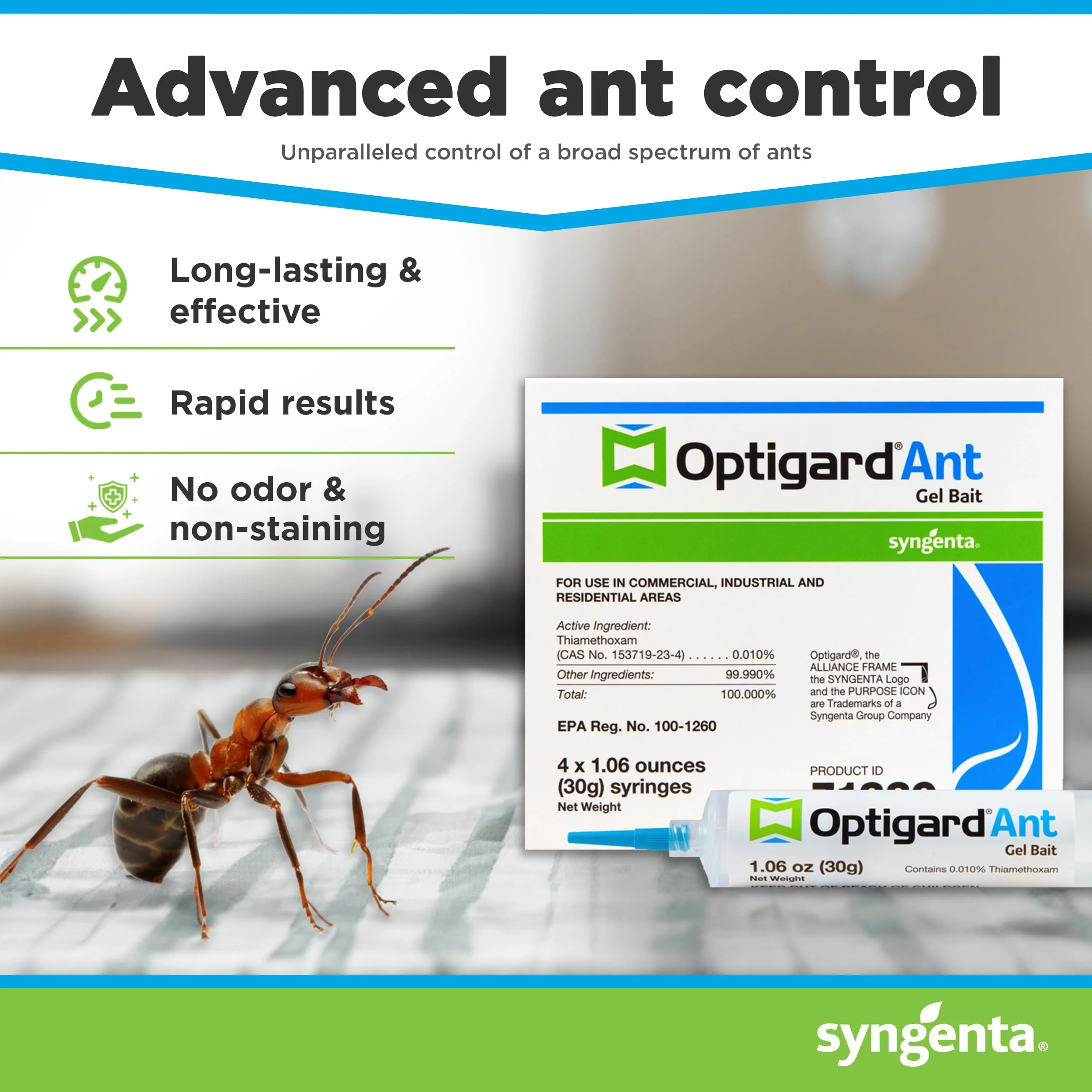 Optigard Ant Gel Bait, 4 Tubes x 30-Grams, 1 Plunger and 2 Application Tips, Effective Ant Bait, Formulated with 0.01% Thiamethoxam, Indoor and Outdoor Use, Ant Killer Gel for Most Major Ant Species - Image 6