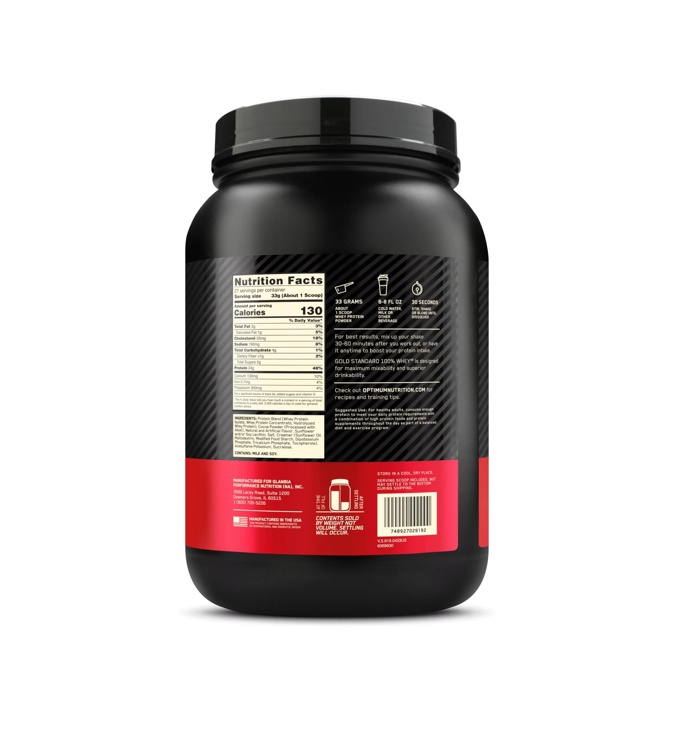 Optimum Nutrition Gold Standard 100% Whey Protein Powder, Chocolate Peanut Butter, 2 Pound (Packaging May Vary) - Image 3