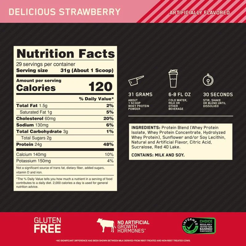 Optimum Nutrition Gold Standard 100% Whey Protein Powder, Delicious Strawberry, 2 Pound (Packaging May Vary) - Image 10