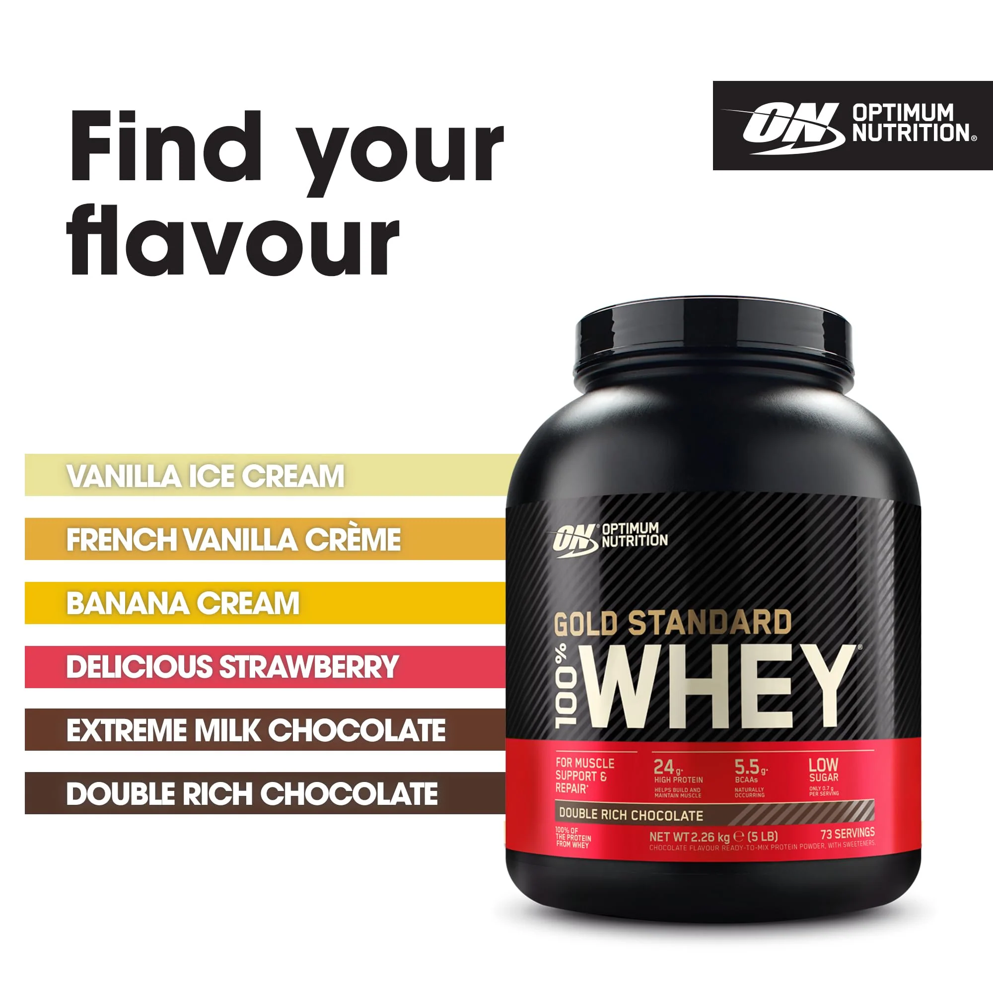 Optimum Nutrition Gold Standard 100% Whey Protein Powder, Double Rich Chocolate, 5 Pound (Packaging May Vary) - Image 8