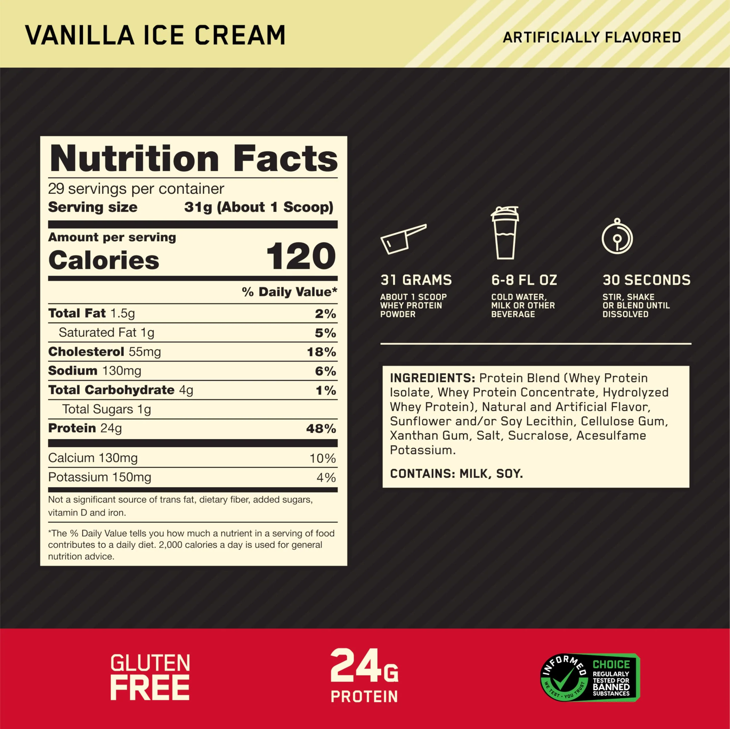 Optimum Nutrition Gold Standard 100% Whey Protein Powder, Vanilla Ice Cream, 2 Pound (Packaging May Vary) - Image 10