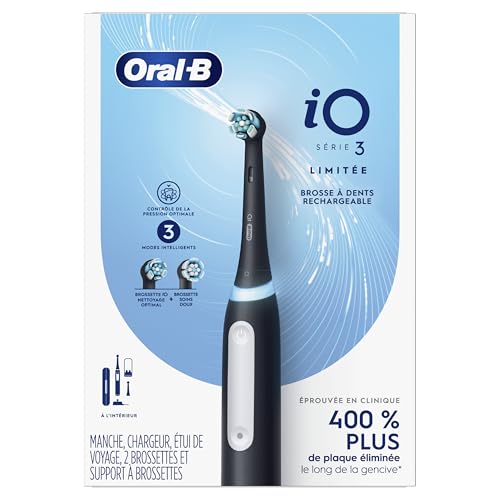 Oral-B iO Deep Clean Rechargeable Electric Powered Toothbrush, Black with iO Series 3 Limited, 2 Brush Heads and Travel Case - Pressure Sensor to Protect Gums - 3 Cleaning Settings - 2 Minute Timer - Image 2