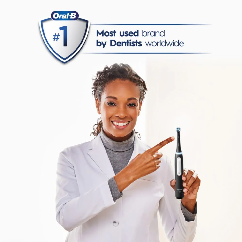 Oral-B iO Deep Clean Rechargeable Electric Powered Toothbrush, White with iO Series 3 Limited, 2 Brush Heads and Travel Case - Pressure Sensor to Protect Gums - 3 Cleaning Settings - 2 Minute Timer - Image 4