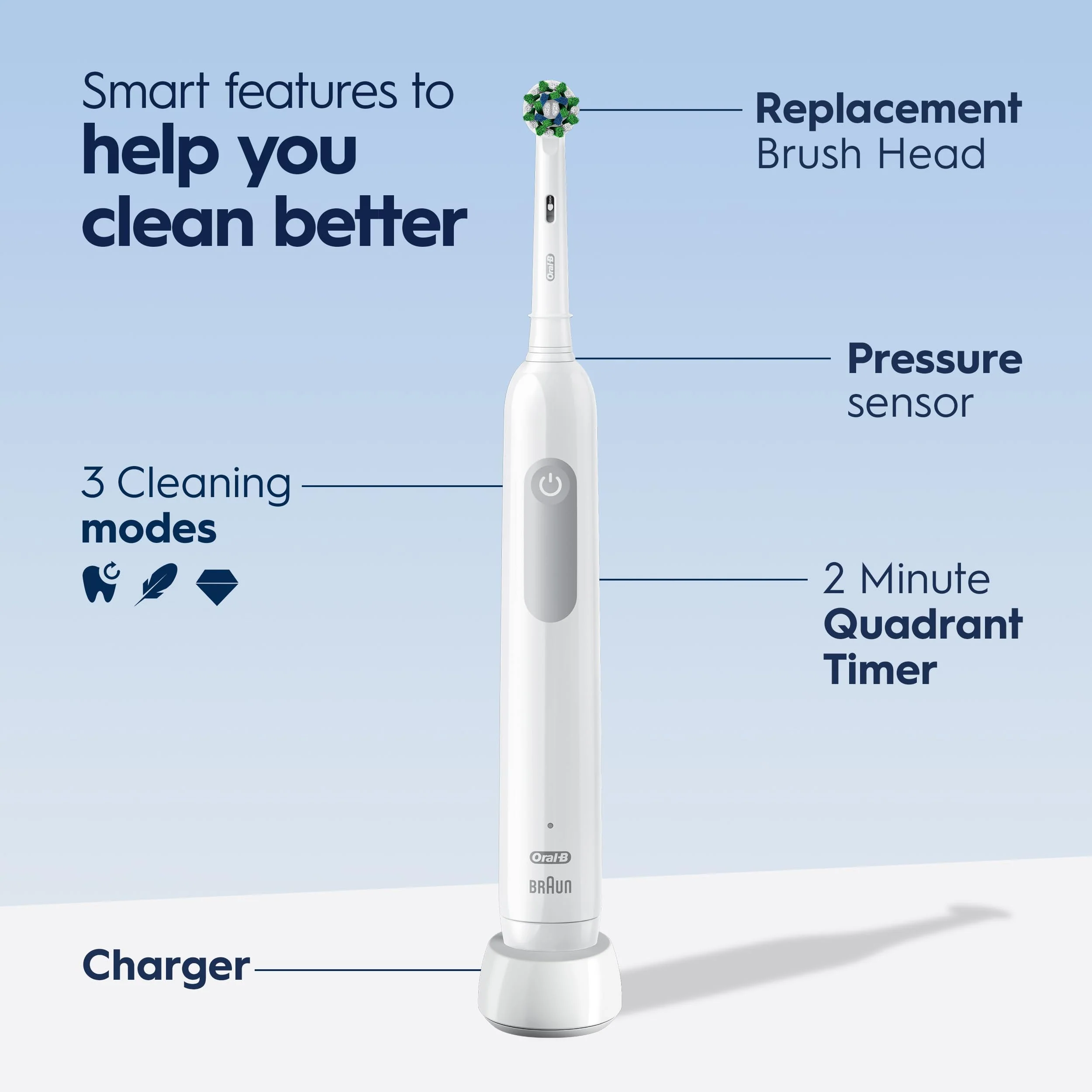Oral-B Pro 1000 Rechargeable Electric Toothbrush, White - Image 6