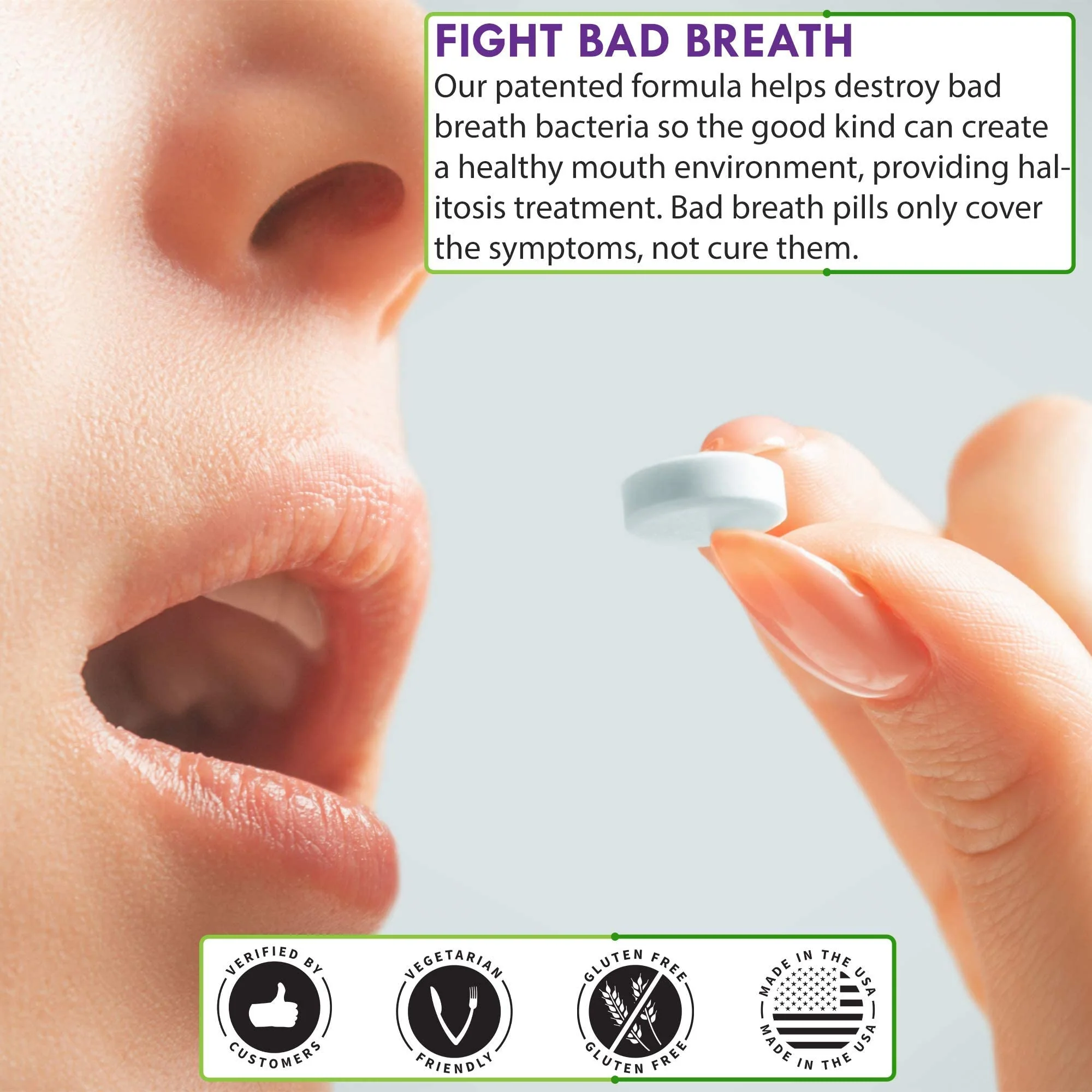 Oral Probiotic Supplement with BLIS K12 4 Billion CFU - Now Dairy Free 60 Day Supply Bottle for Bad Breath, Strep, Cavities, Gum Oral and Dental Health - Sugar Free - USA Made - 60 Count - Image 2