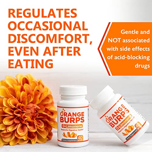 Orange Burps D-Limonene Supplement for Digestive Health, Heartburn, Acid Reflux, GERD | Orange Peel Extract | All-Natural Easy-to-Swallow Softgels | 1,000 mg per Serving - Made in USA - Image 4