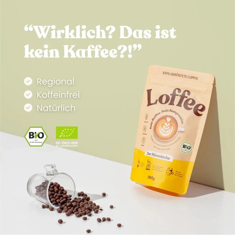 Organic Lupine Coffee | Classic Loffee - Caffeine-free Coffee - Alternative from Lupins | Natural & Regional | 180 g Ground - Image 2
