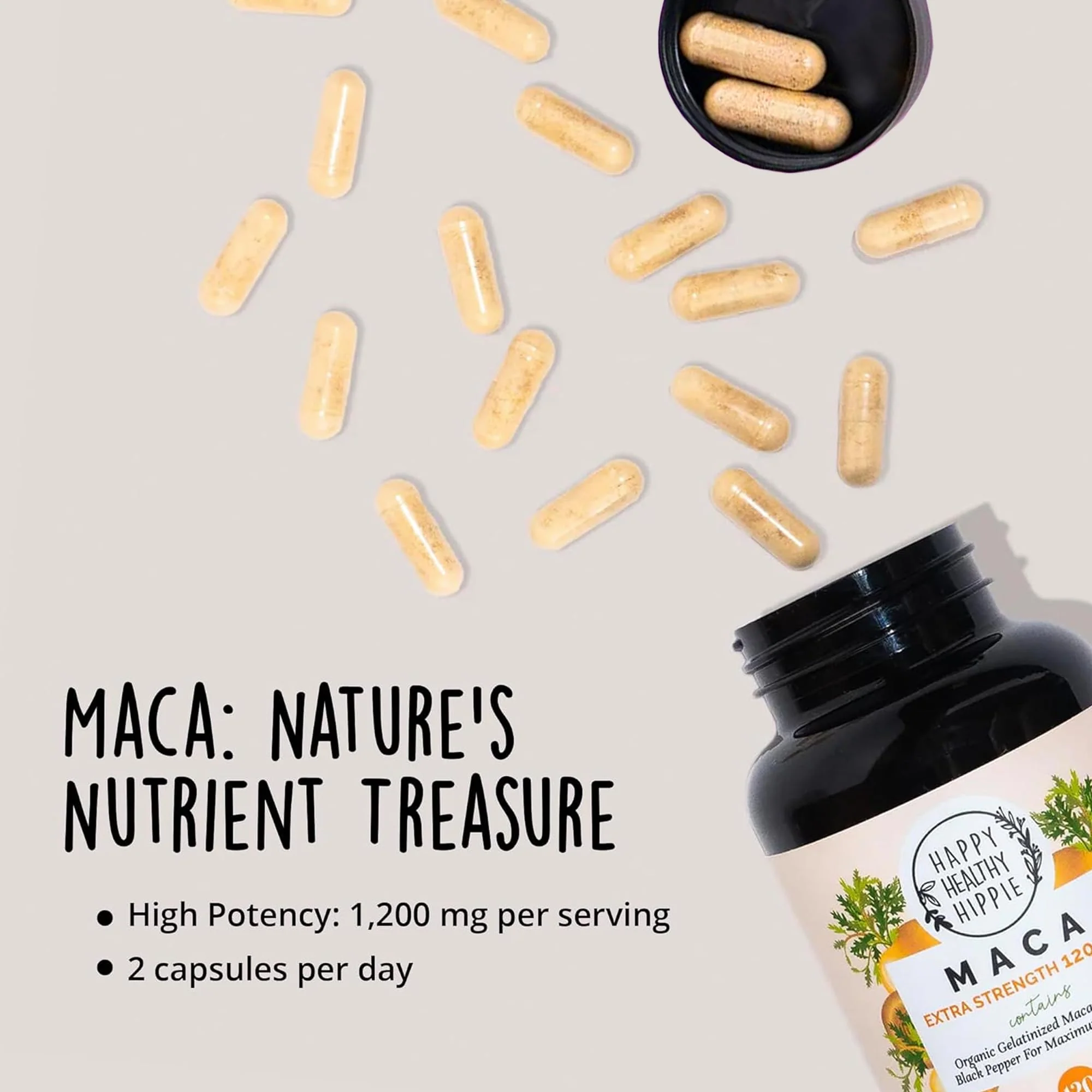 Organic Maca Root Capsules 1200 mg – Libido Booster for Women Fast Acting & Potent | Aphrodisiac Supplement | Energy Pills from Peru | Includes Black Pepper for High Absorption | Vegan, 120 Ct - Image 5