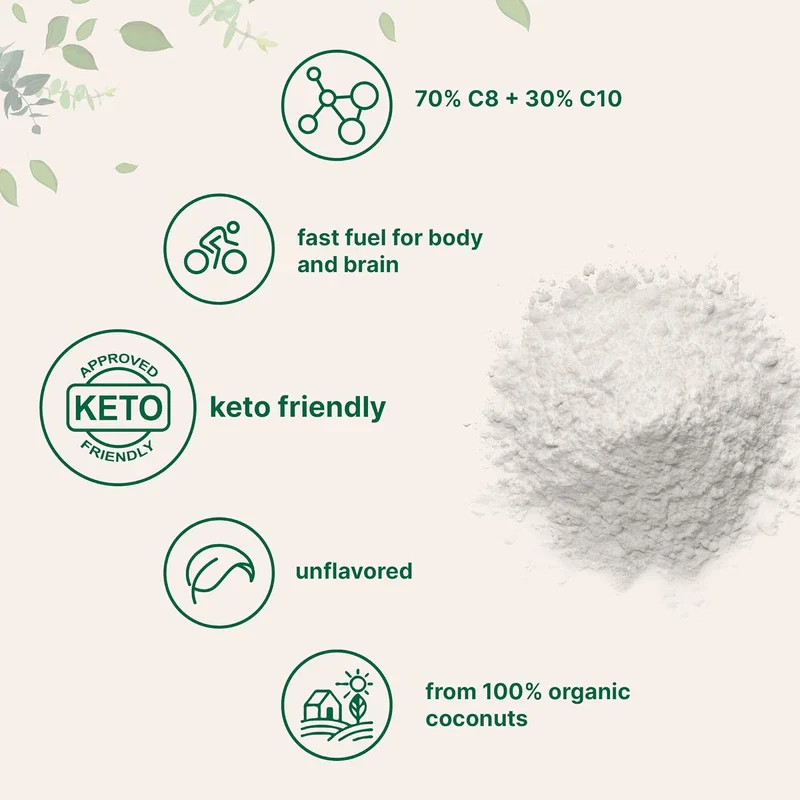 Organic MCT Oil Powder with Prebiotic Fiber,1 Pound(16 Ounce), Fast Fuel for Body and Brain, C8 MCT Oil for Coffee Creamer, No GMOs, Keto Diet, Vegan - Image 4