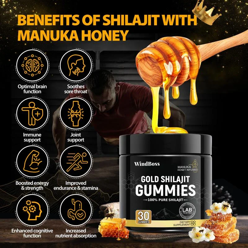 Organic SHILAJIT Gummies | Organic Pomegrenate Oil Flavor | Cane Sugar Free, Sweetened by Organic Manuka Honey | Clean Formula | Heart & Brain, Cellular Health 30 Healthy Gummies - Image 4