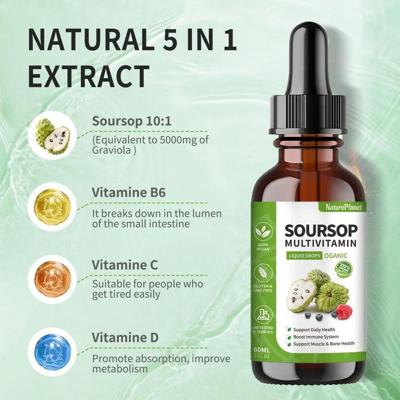 Organic Soursop Multivitamin Liquid Drops supplement - Herbal Supplement - Image 2