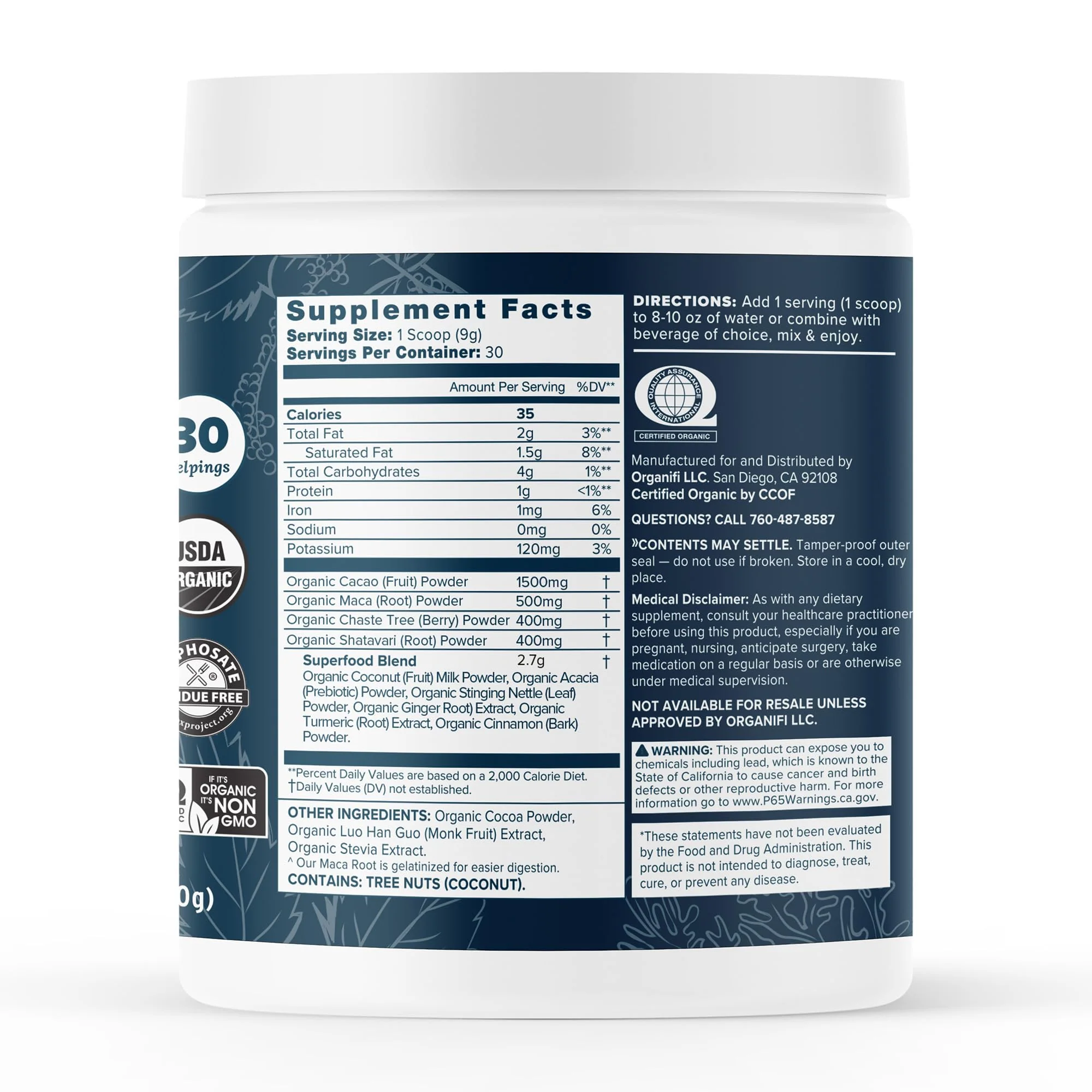Organifi Harmony - Hormone Support - Eases PMS Symptoms - Energizes You - Regulates Menstrual Cycle - Best Served Hot - Gluten Free and Vegan Cacao Powder, 30 Servings - Image 9