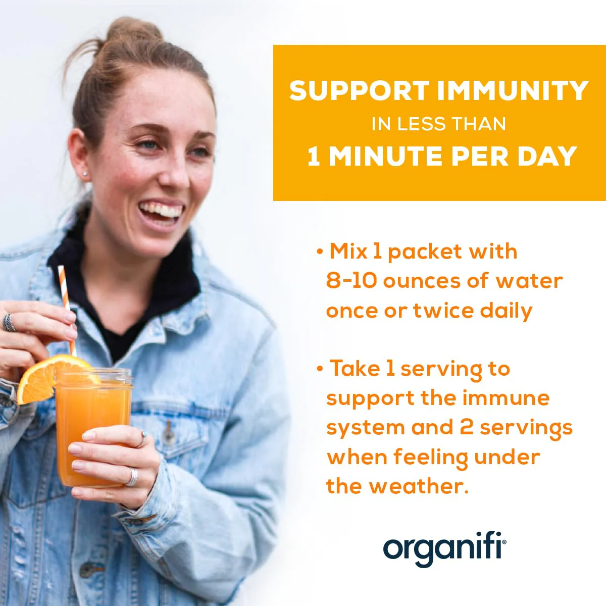 Organifi Immunity - Organic Superfood Immunity Support - 15 Single Serve Packets - Immunity Powder for T Cell Production and Upper Respiratory Health - Mushroom Beta Glucans, Vitamin C, D and Zinc - Image 3
