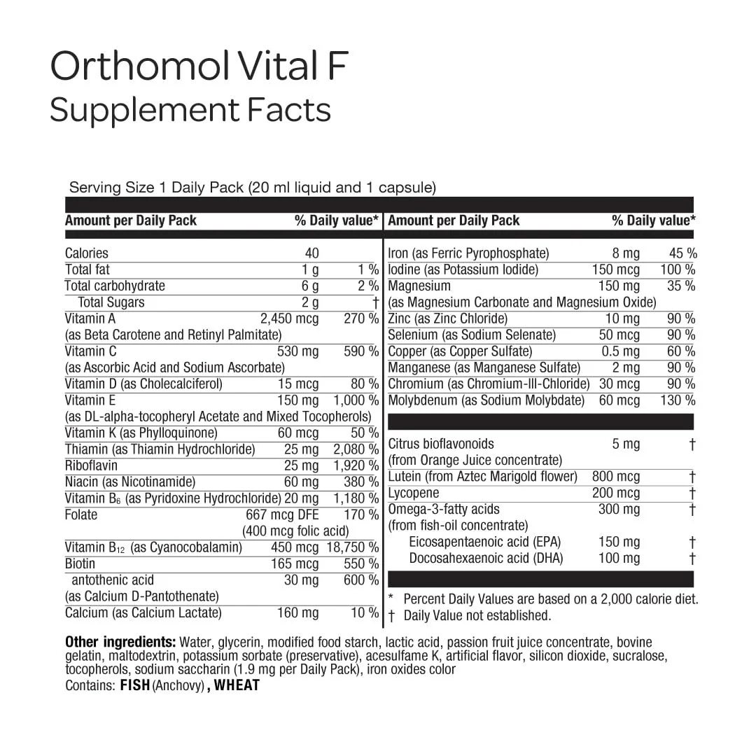 Orthomol Vital F Vial for Women, 30-Day Vitamin Supplement – Daily Energy, Fatigue Reduction & Vitality Support with Vitamins A, B, C, D, E, K, Omega-3 & Iodine - Image 8
