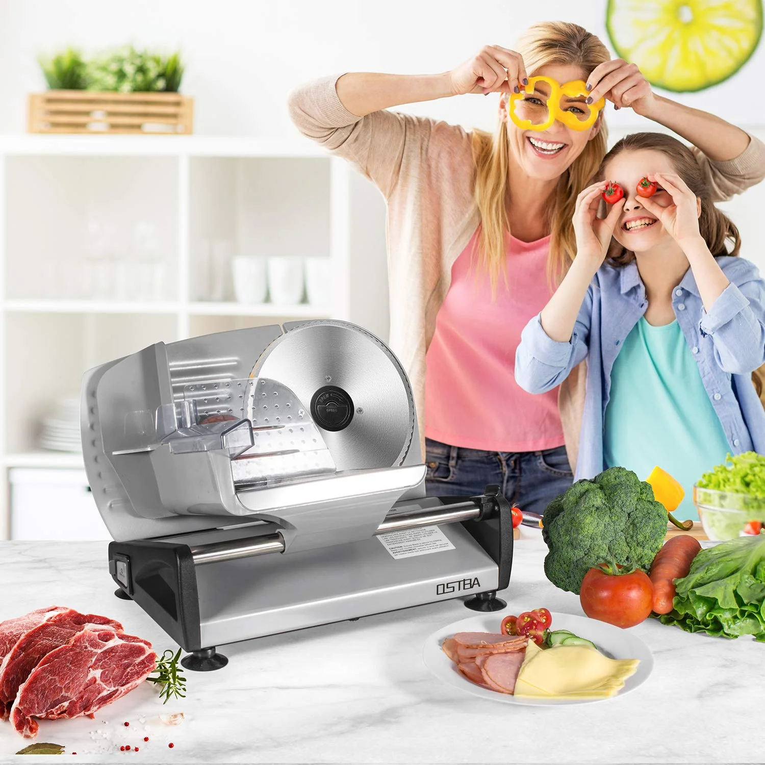 OSTBA Meat Slicer Electric Deli Food Slicer with Child Lock Protection, Removable 7.5’’ Stainless Steel Blade and Food Carriage, Adjustable Thickness Food Slicer Machine for Meat, Cheese, Bread(150W) - Image 3