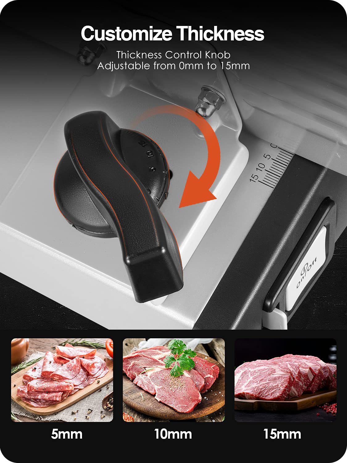 OSTBA Meat Slicer Electric Deli Food Slicer with Child Lock Protection, Removable 7.5’’ Stainless Steel Blade and Food Carriage, Adjustable Thickness Food Slicer Machine for Meat, Cheese, Bread(150W) - Image 8