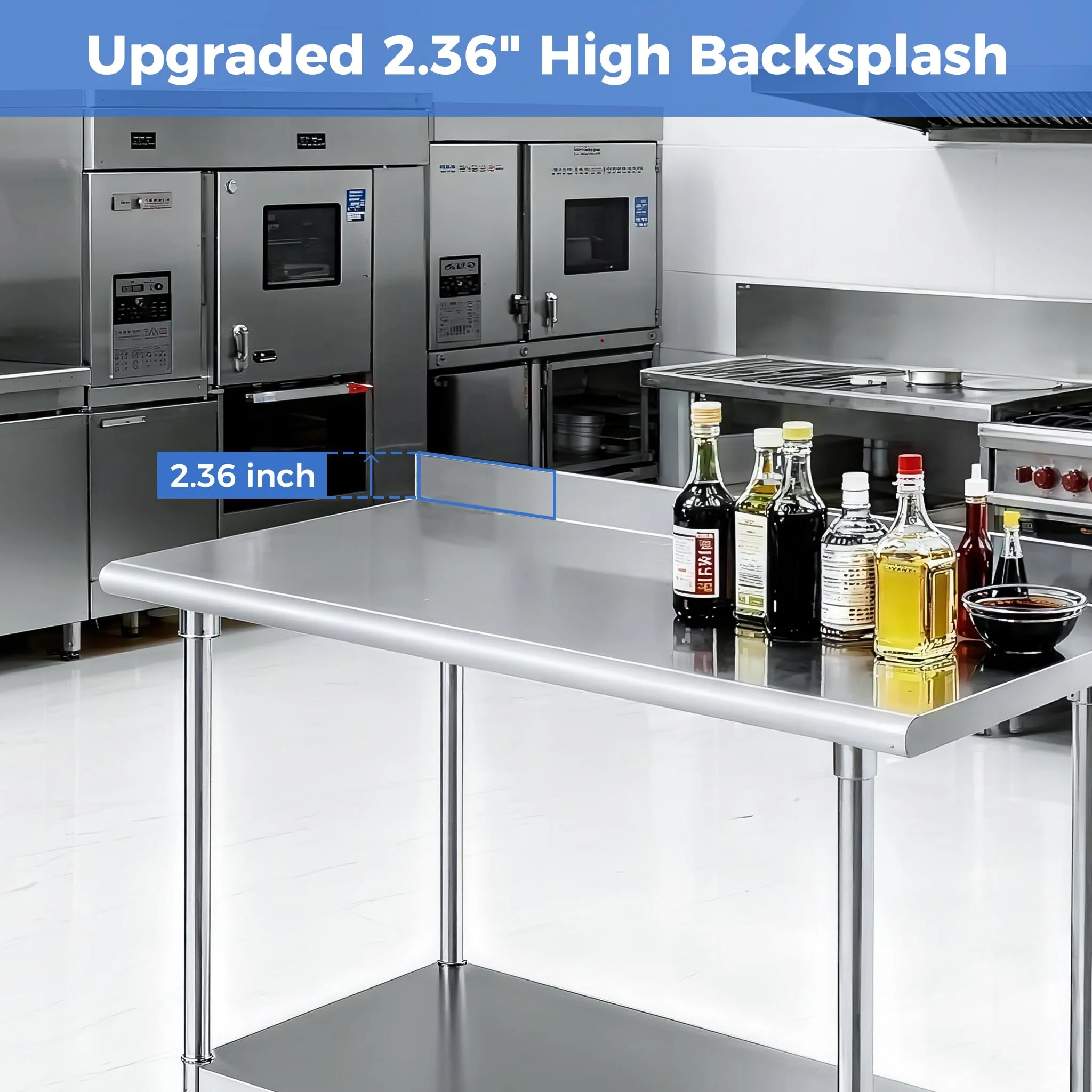 OSTBA Stainless Steel Table for Prep & Work 24x36 Inches with Casters Wheels and Backsplash, NSF Metal Commercial Heavy Duty Table with Adjustable Undershelf for Restaurant Kitchen Home and Hotel - Image 7