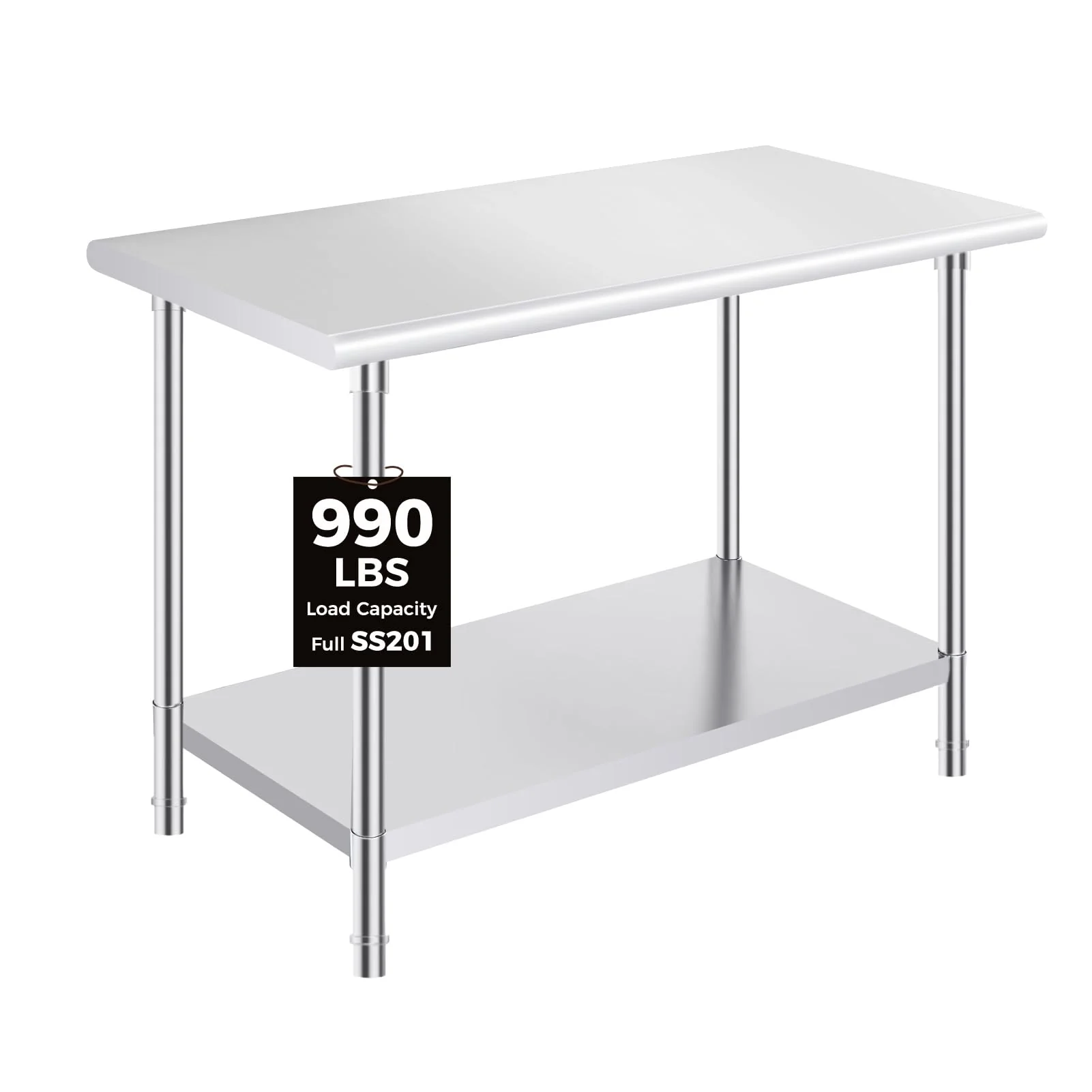 OSTBA Stainless Steel Table for Prep & Work 24x48 Inches, NSF Metal Commercial Heavy Duty Table with Adjustable Undershelf and Adjustable Foot for Restaurant Kitchen Home and Hotel