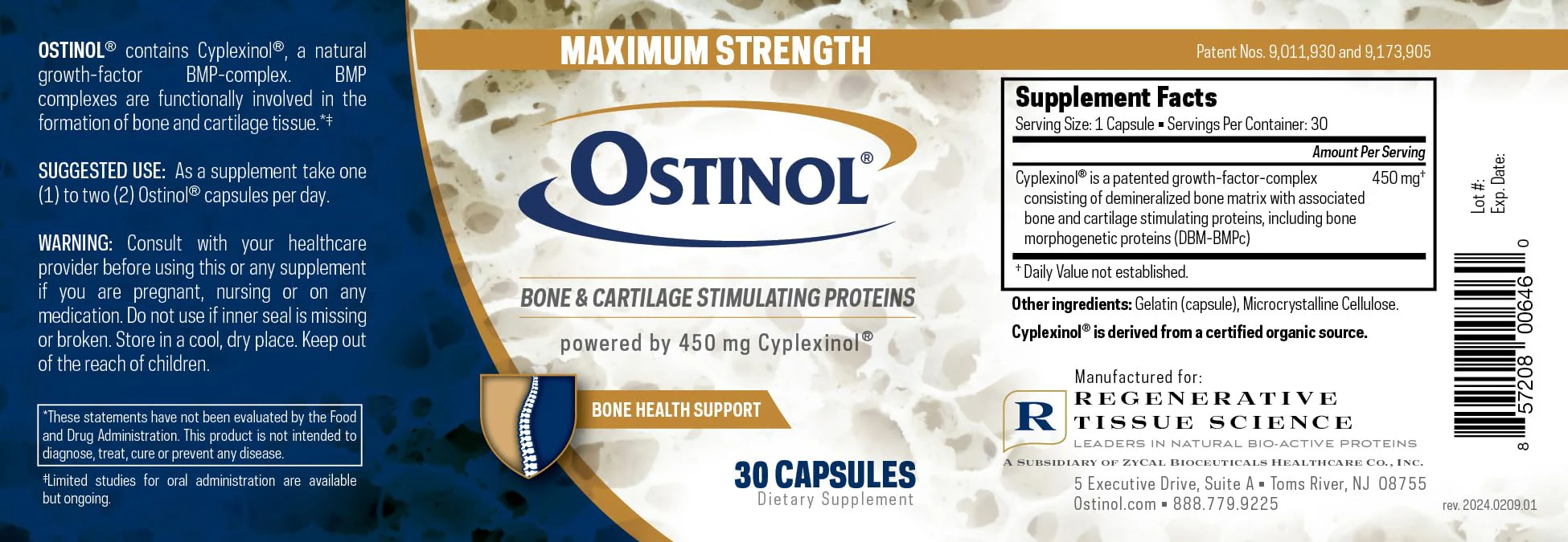 Ostinol Maximum Strength 450mg - Bone & Joint Supplement | Stem Cell Activation Certified | Bio Active Protein Complex for Moderate Bone Loss & Moderate Joint Disfunction - 30 Capsules - Image 2