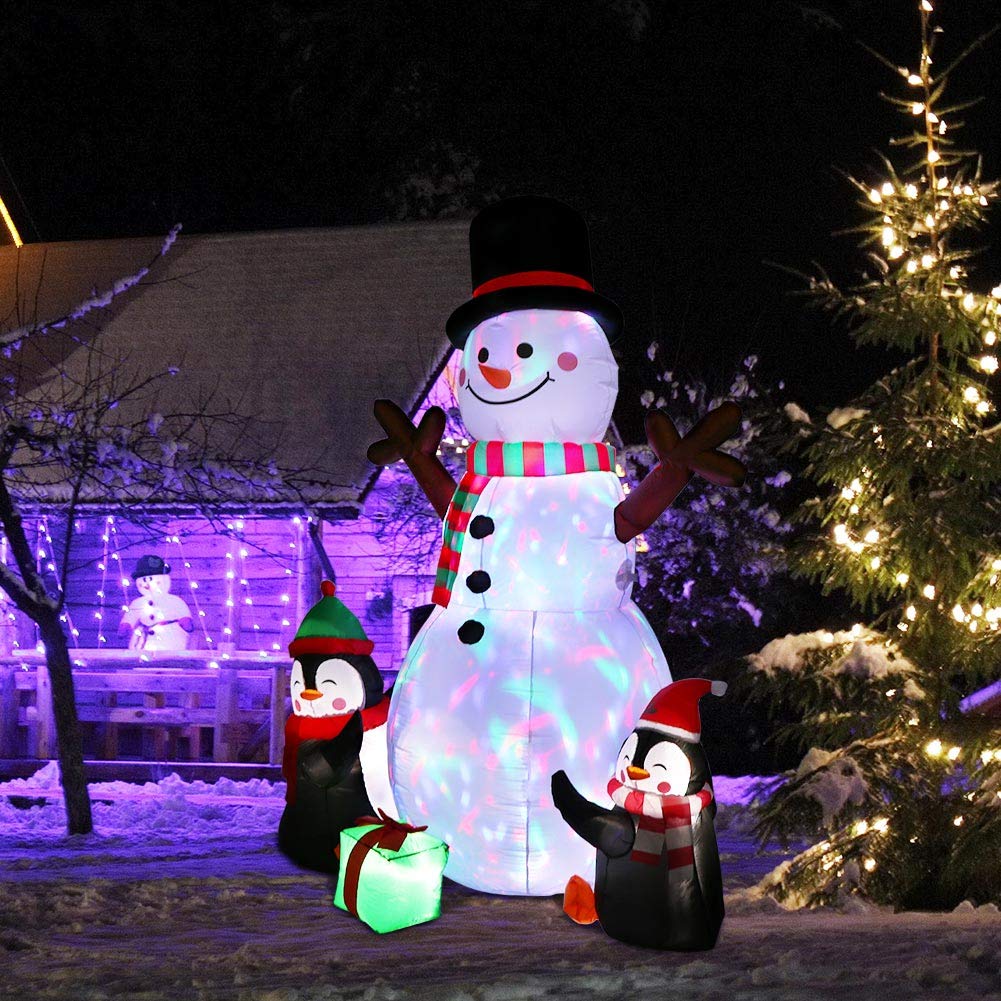 OurWarm 6ft Christmas Inflatables Outdoor Decorations, Blow Up Snowman Penguins Inflatable with Rotating LED Lights for Christmas Indoor Outdoor Yard Garden Decorations - Image 3