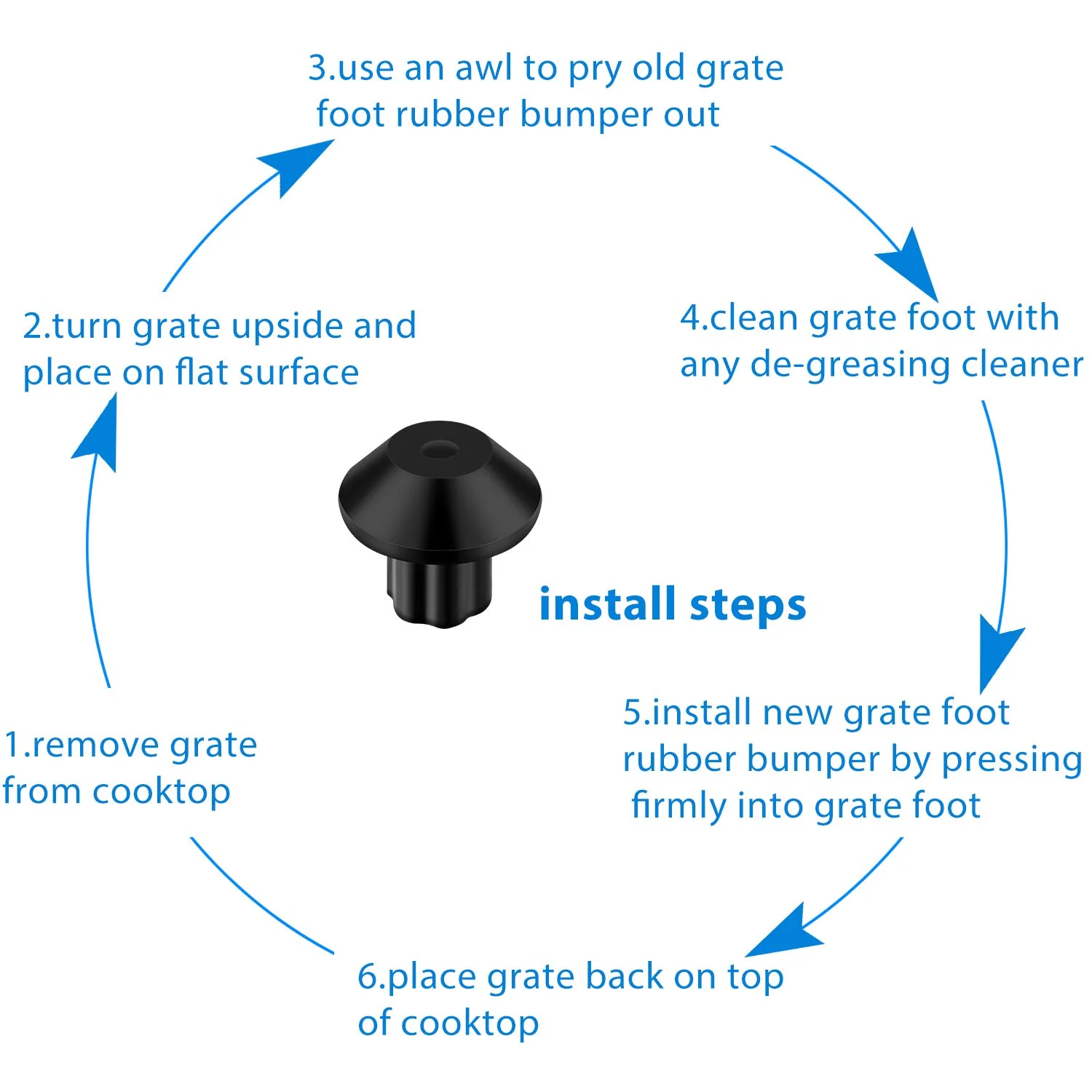 Outus 48 Pieces Rubber Grate Feet Rubber Foot Replacements Compatible with GE WB2K101 Gas Range Burner Grate, Replace Part Number WB02T10461, AP2622260, PS241358 - Image 5