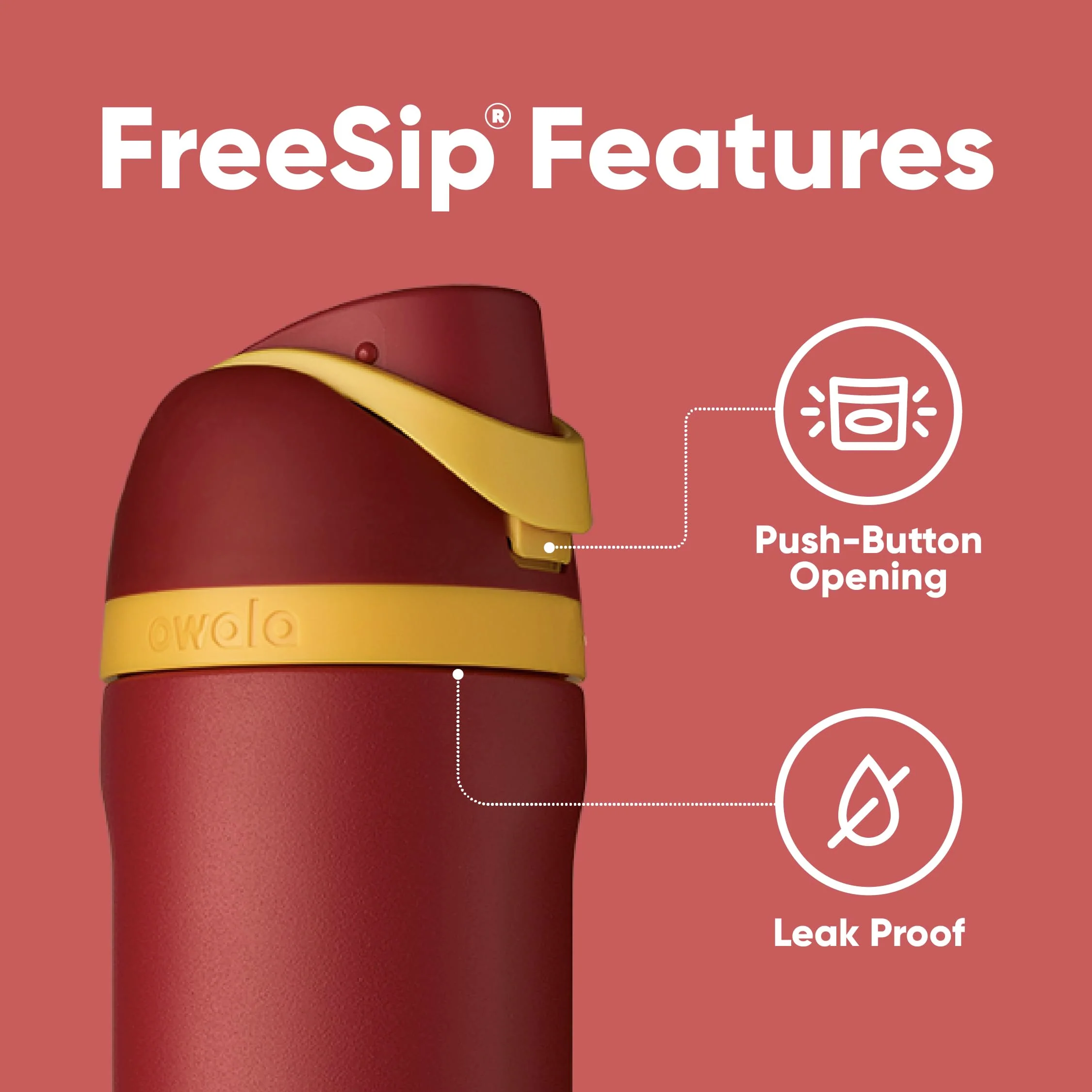 Owala Harry Potter FreeSip Insulated Stainless Steel Water Bottle with Straw, BPA-Free Sports Water Bottle, Great for Travel, 24 Oz, Gryffindor - Image 3
