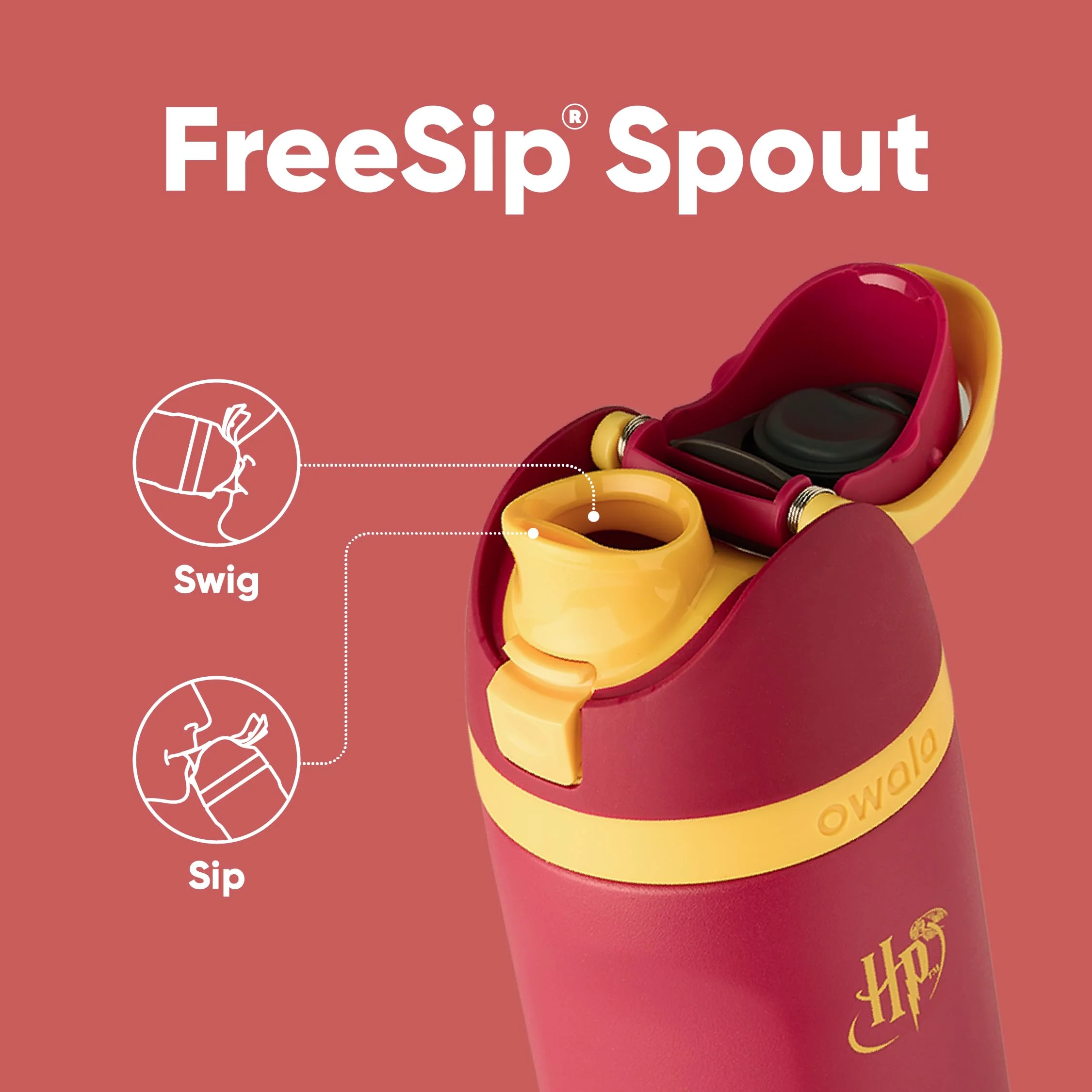 Owala Harry Potter FreeSip Insulated Stainless Steel Water Bottle with Straw, BPA-Free Sports Water Bottle, Great for Travel, 24 Oz, Gryffindor - Image 6