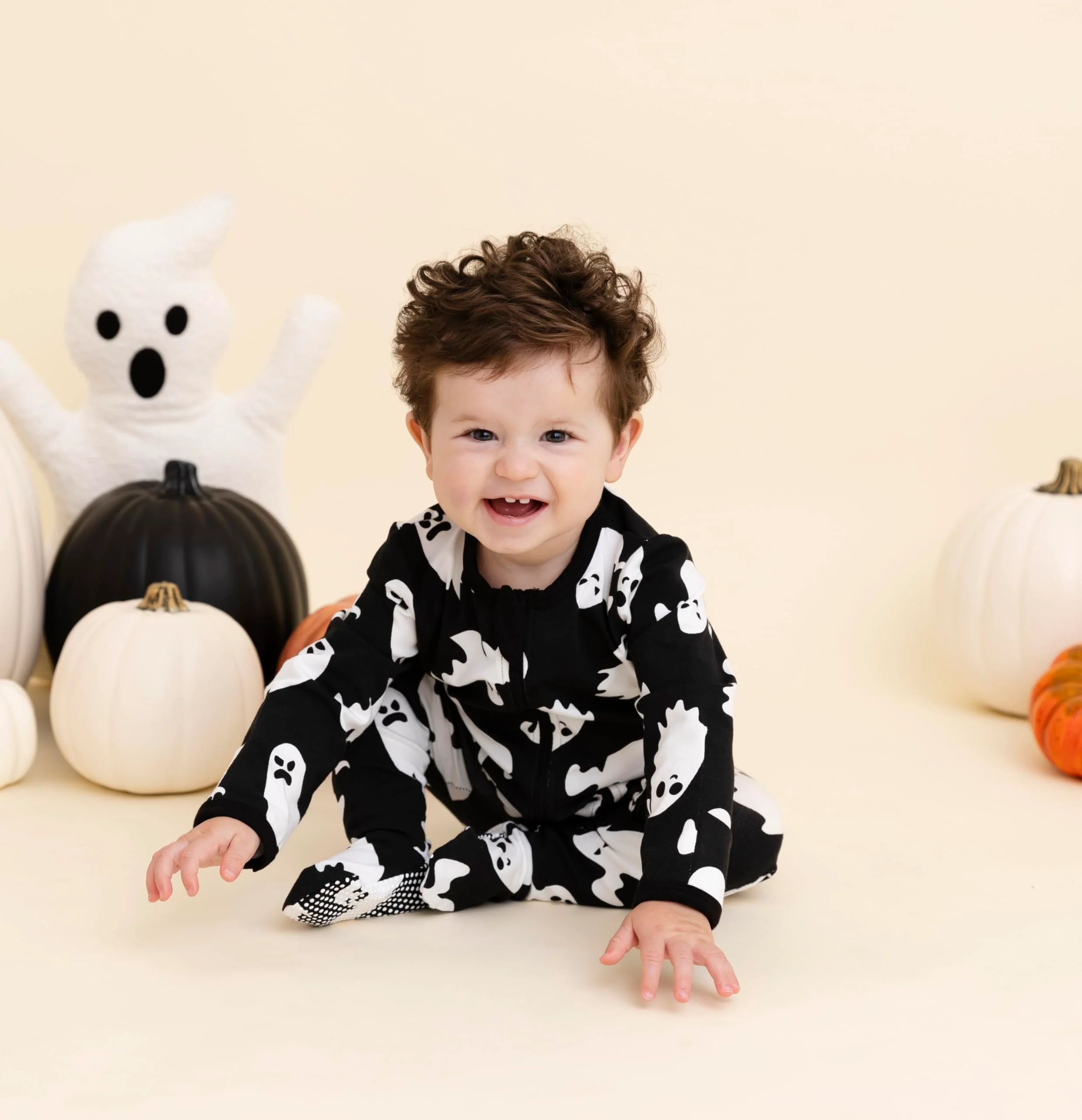 Owlivia Christmas Halloween Pajamas For Family, Organic Cotton Holiday Pjs Matching Sets(2-Piece Women Pjs, Medium, Halloween Ghosts) - Image 3