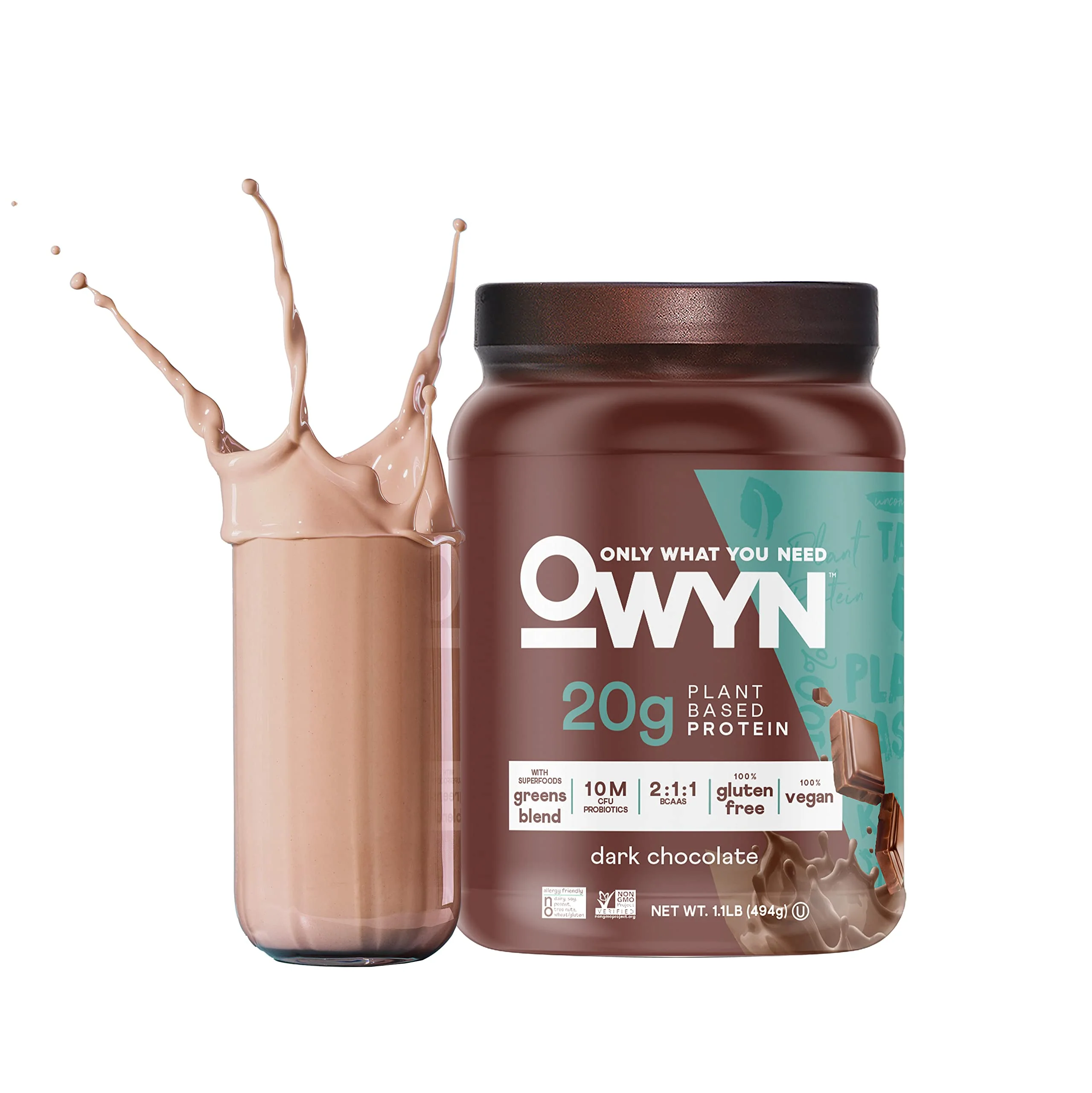 OWYN Only What You Need Plant-Based Protein Powder, Dark Chocolate, 1.17 lbs - Image 2