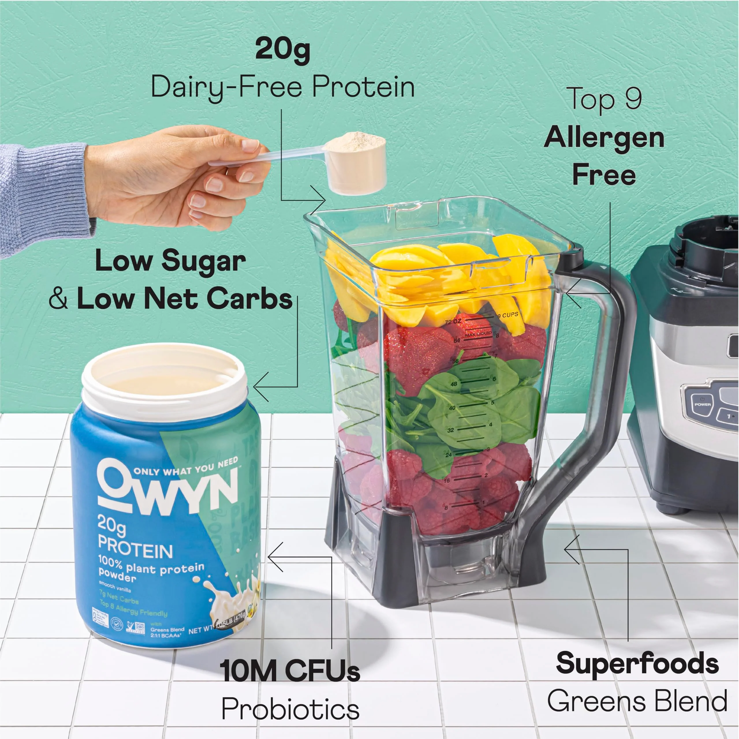 OWYN Only What You Need Plant-Based Protein Powder, Smooth Vanilla, 1.05 lbs - Image 6