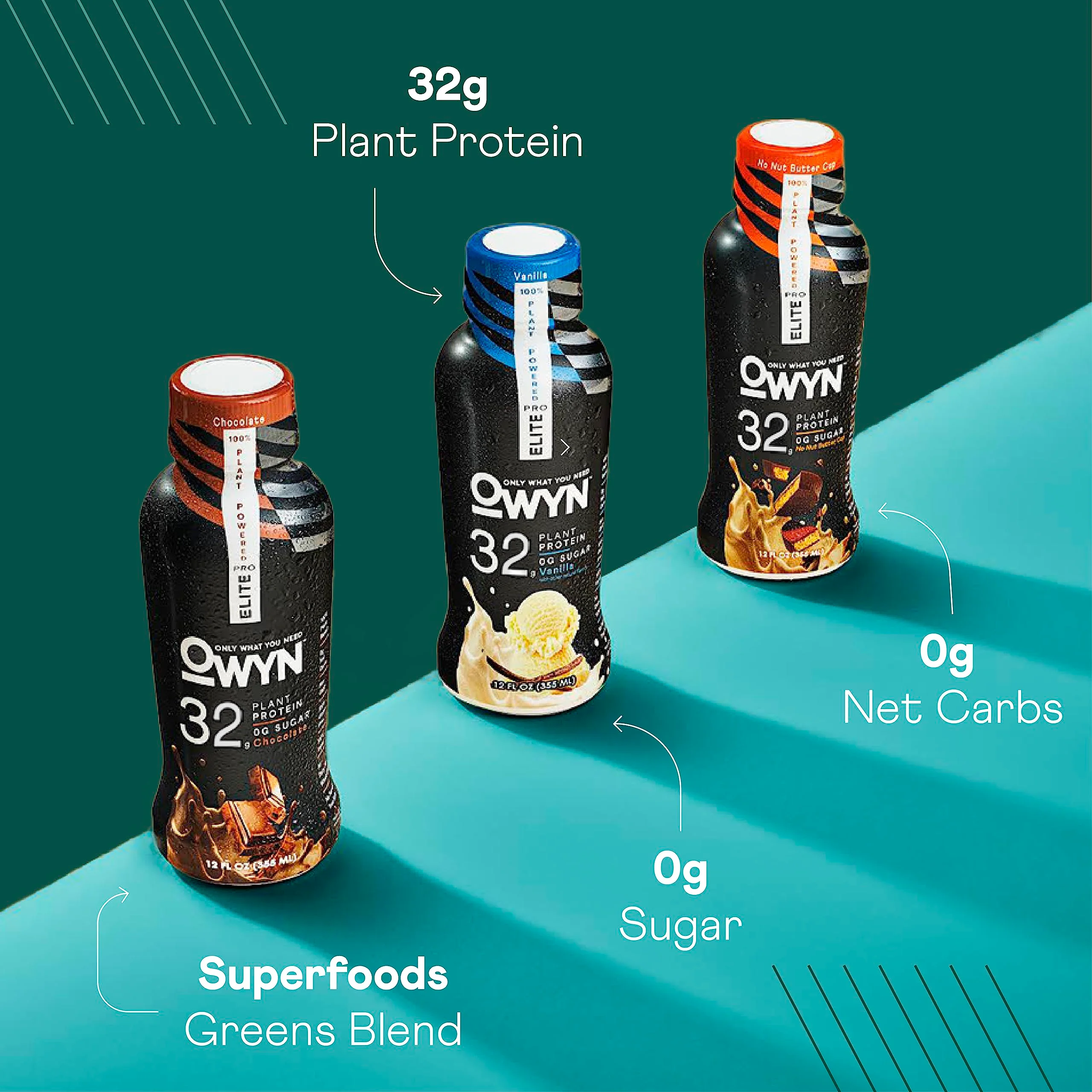 OWYN Only What You Need Pro Elite Vegan Plant Based High Protein Keto Shake, 32g Protein, 9 Amino Acids, Omega-3, Workout and Recovery, 0g Net Carbs, Zero Sugar (No Nut Butter Cup, 24 Pack) - Image 3