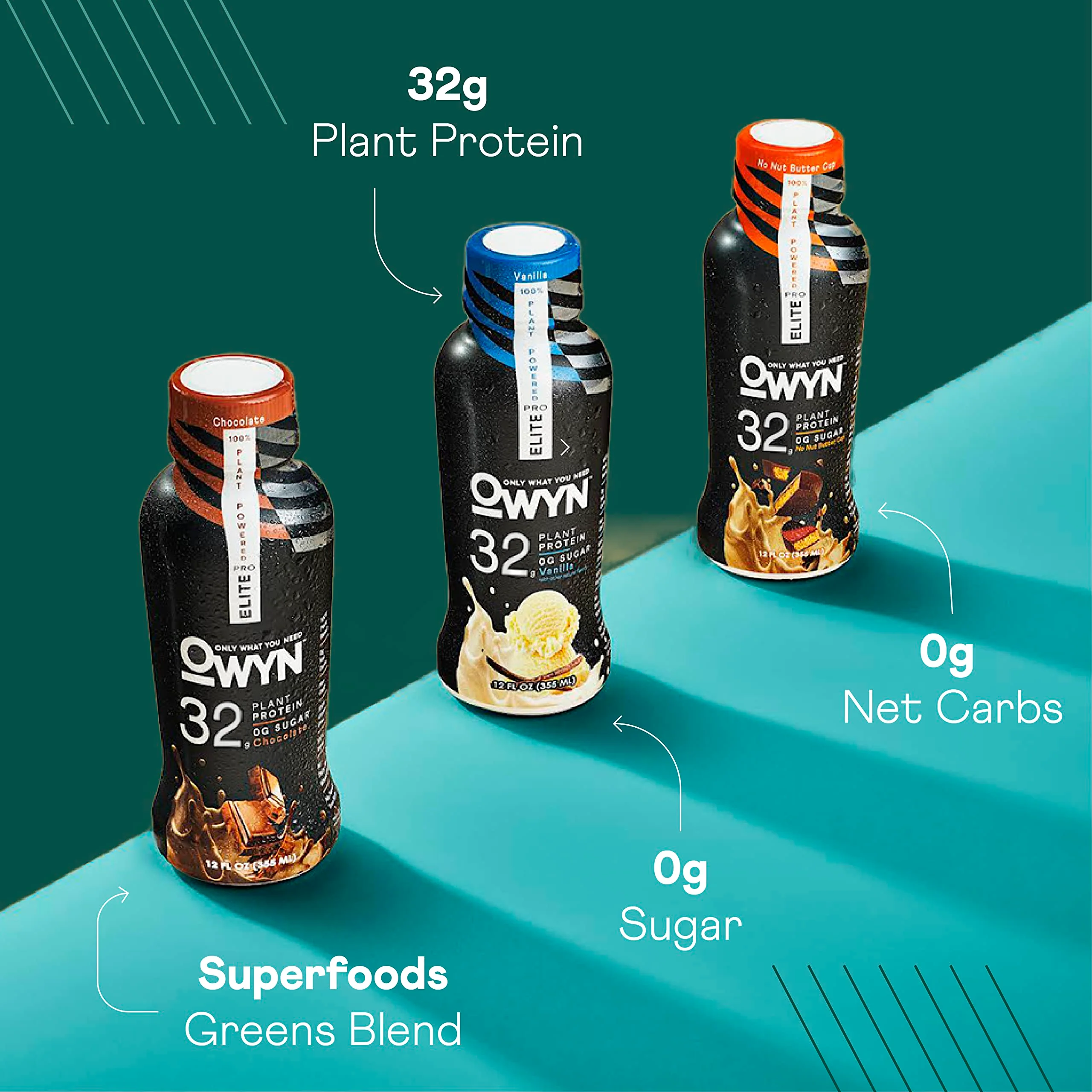 OWYN Only What You Need Pro Elite Vegan Plant Based High Protein Shake, Vanilla, 12 Pack, 32g Protein, Amino Acids, Prebiotics, Omega-3, Workout and Recovery, 0g Net Carbs, Zero Sugar, Keto - Image 3