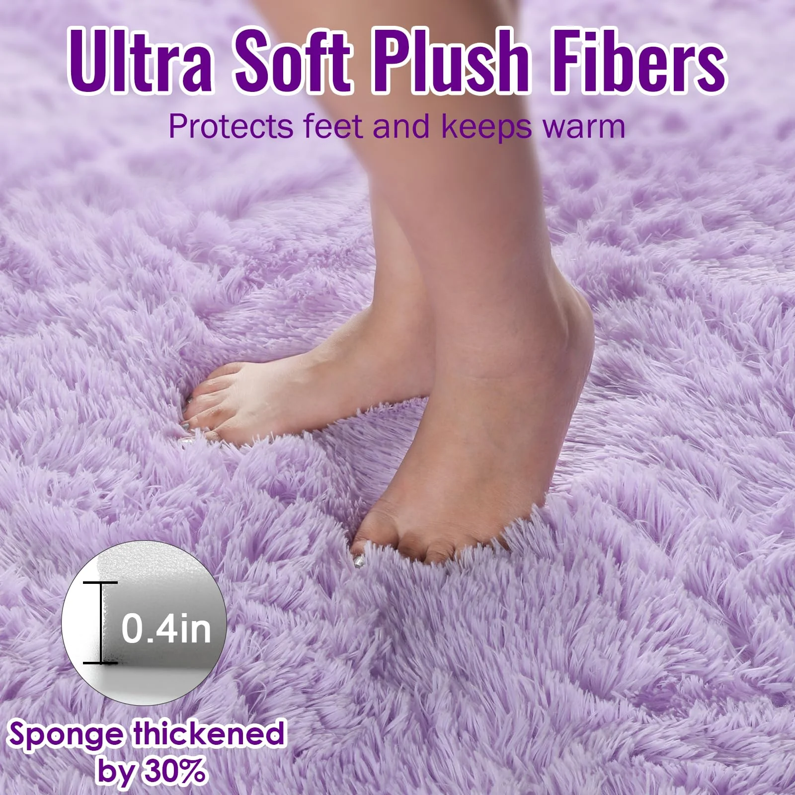 PAGISOFE Fluffy Soft Purple Rug 4' x 6' Rug, Shaggy Rugs for Bedroom Living Room,Furry Rugs for Bedroom Princess,Bedside Rug Nursery Christmas Home Decoration Shag Carpet for Kids Teen's Room - Image 6