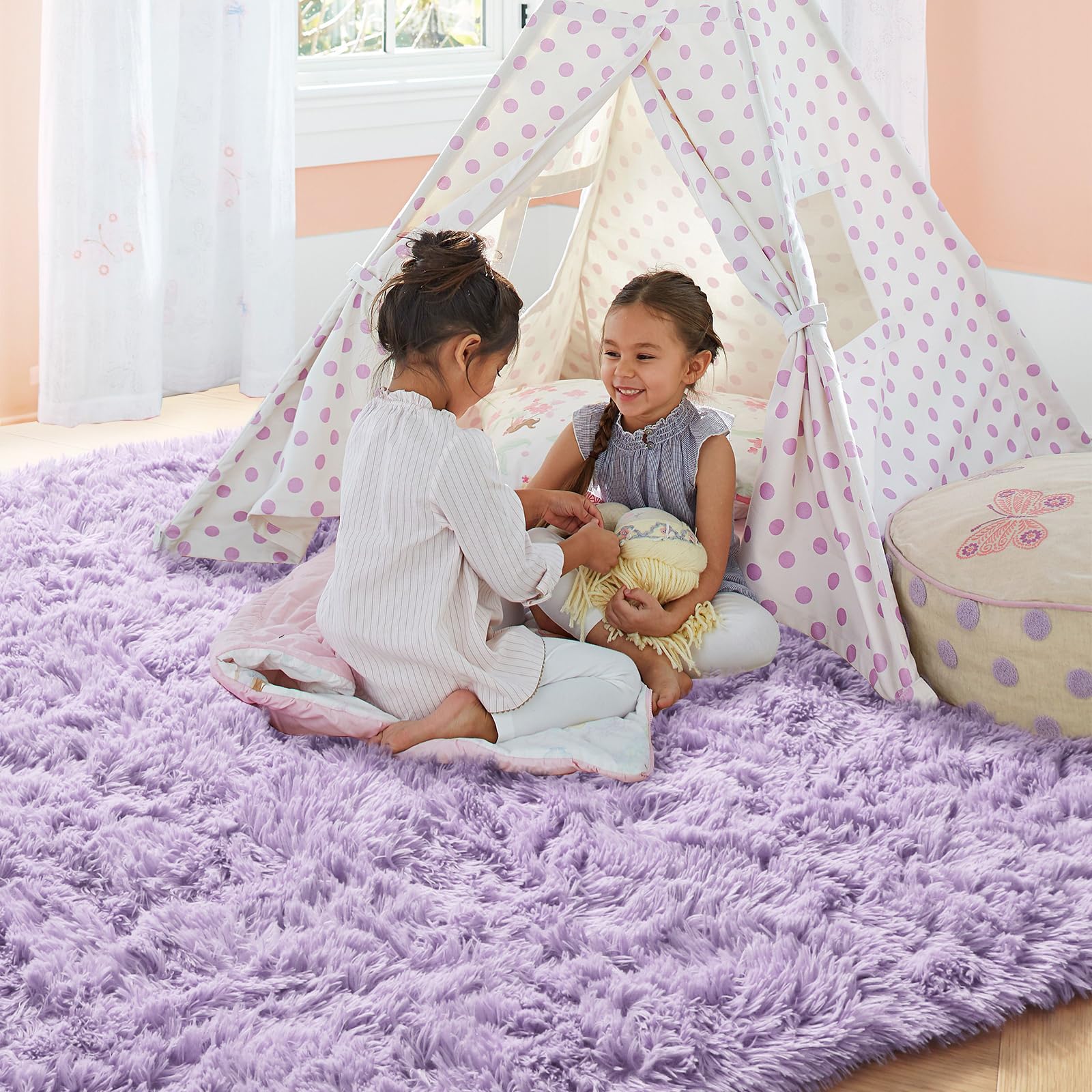 PAGISOFE Fluffy Soft Purple Rug 4' x 6' Rug, Shaggy Rugs for Bedroom Living Room,Furry Rugs for Bedroom Princess,Bedside Rug Nursery Christmas Home Decoration Shag Carpet for Kids Teen's Room - Image 8