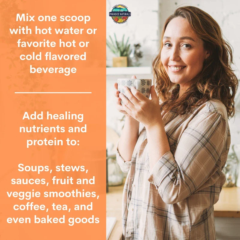 Paradise Naturals 100% Grass-Fed Beef Bone Broth Protein Powder -Active Probiotics- Collagen Peptide Rich, 15g Protein, Non-GMO, Low Sodium, Healthy Skin Hair Joints, Gut Health, Paleo Keto, No Gluten - Image 3