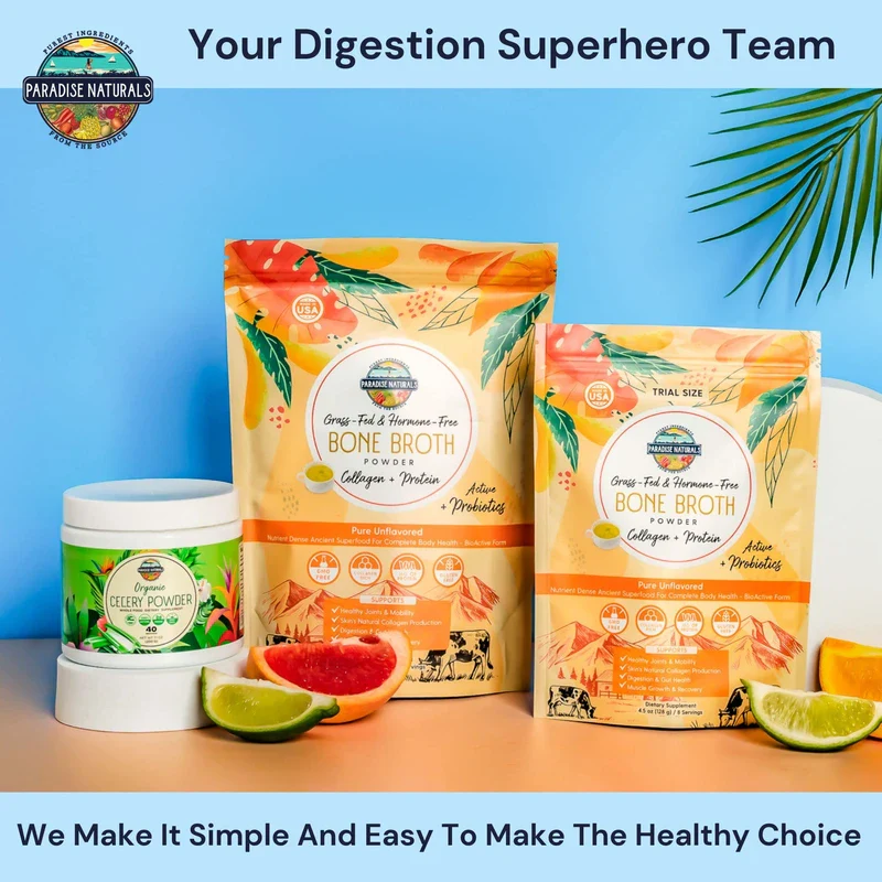 Paradise Naturals 100% Grass-Fed Beef Bone Broth Protein Powder -Active Probiotics- Collagen Peptide Rich, 15g Protein, Non-GMO, Low Sodium, Healthy Skin Hair Joints, Gut Health, Paleo Keto, No Gluten - Image 7