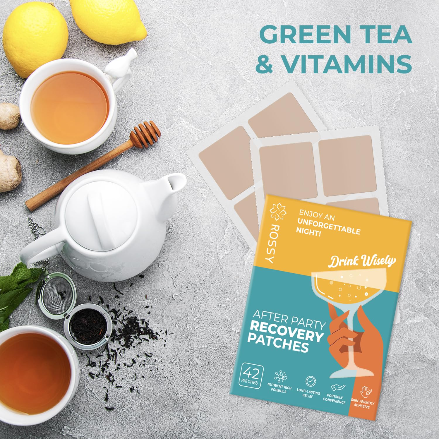Party Recovery Patch: Fast-Acting Relief for Men and Women with Green Tea, Use Before Drinking, Enjoy No Regret Night and Wake Up Refreshed - Image 7