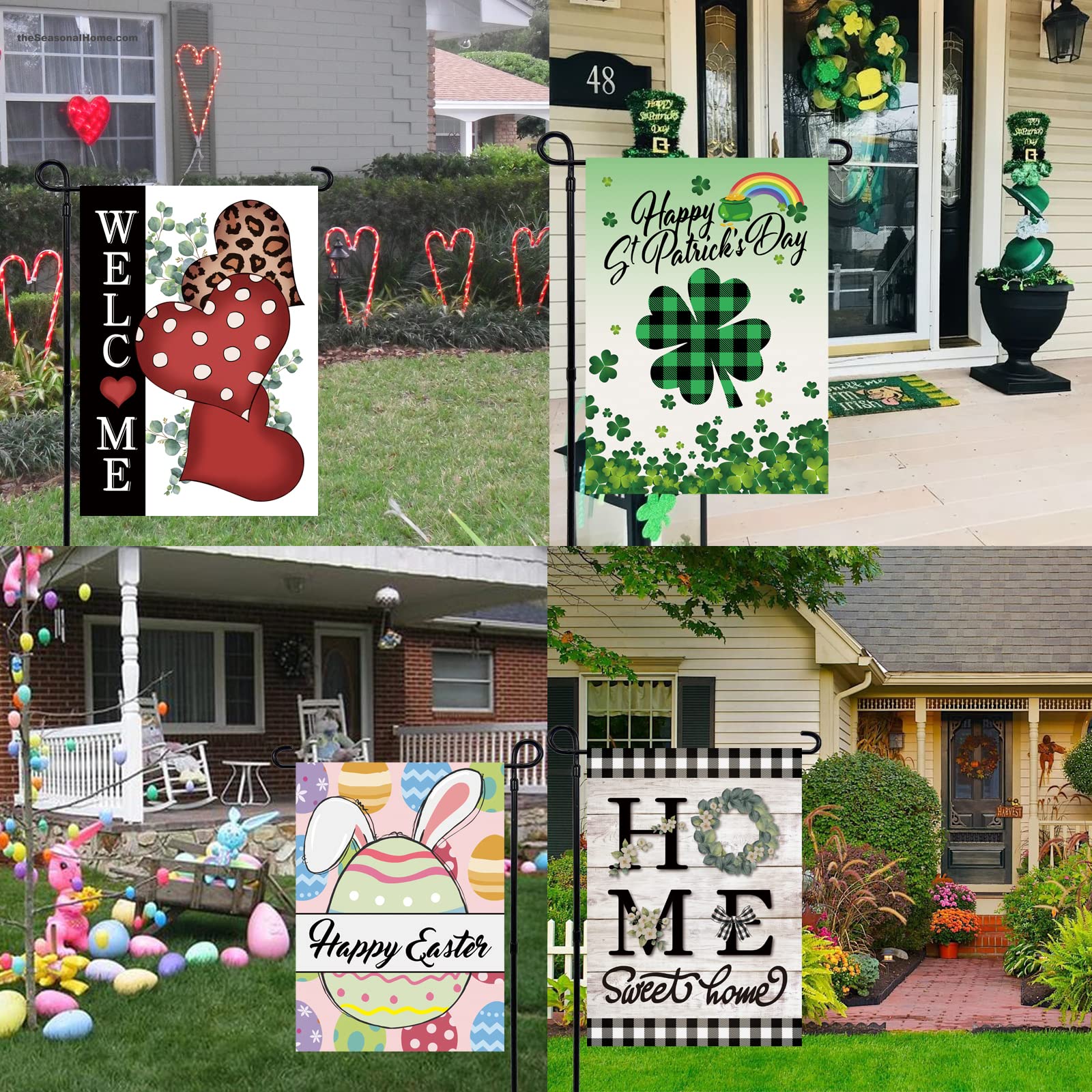 Pating Seasonal Garden Flags Set of 12 Double Sided 12 x 18 Inch, Small Yard Flags for Outside, Christmas Halloween Easter Valentine's Day Outdoor Decor, Holiday Garden Decorations for All Seasons - Image 4