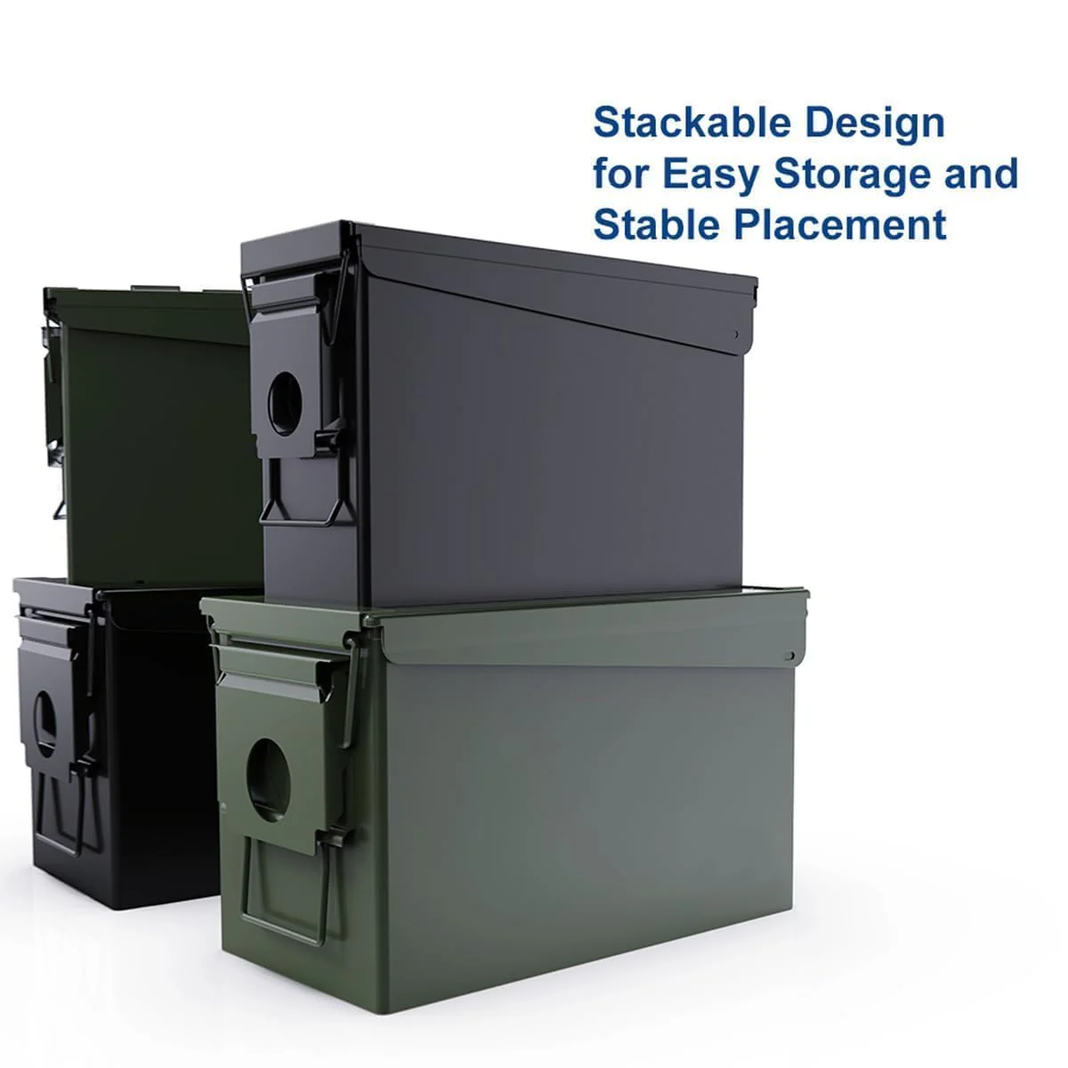 PATRON 50 Cal Ammo Can Metal 9mm Ammo Box Storage Crate Case for Shotgun Bullet Rifle Nerf Ammunition Waterproof Case-Gard Organizer Christmas Gifts for Men,Gift Boxes for Dad Husband Father (Green) - Image 2