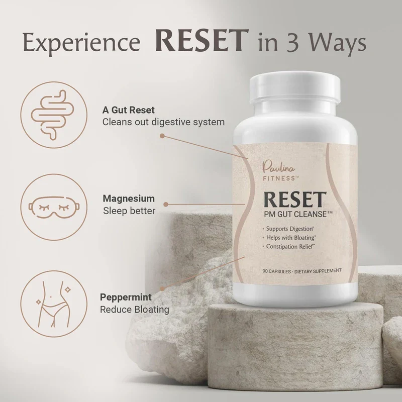 Paulina FITNESS Reset Overnight Digestive Aid, Bloating Relief, & Gut Health Supplement | Natural Detox & Digestive Cleanse to Support Weight Management and Relieve Constipation | 90 Capsules - Image 3