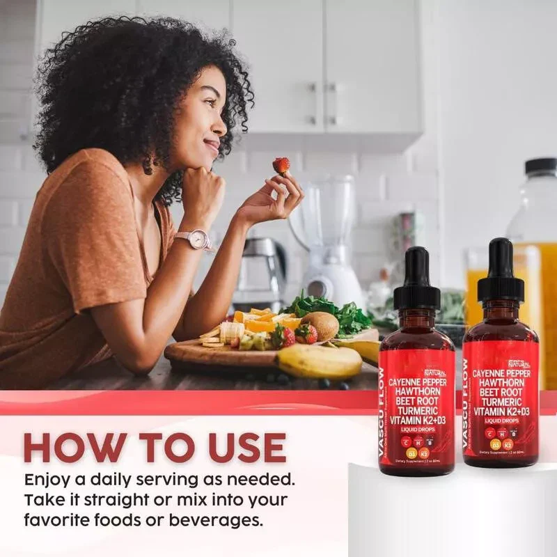 Pepper Supplement Liquid Drops + Hawthorn Berry, Vitamin D3 K2 Organic - Image 3