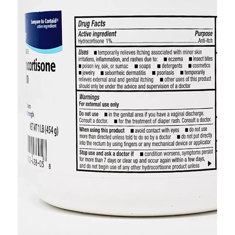 Perrigo Padagis Hydrocortisone Cream 1% (Maximum Strength) 1lb Jar - Exp Date 08-2026 - Image 3